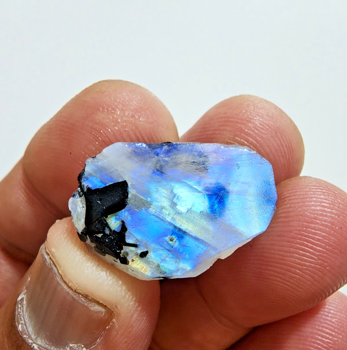26 Crt Attractive Blue Fire White Rainbow Moonstone Rough Loose Gemstone Jewelry
