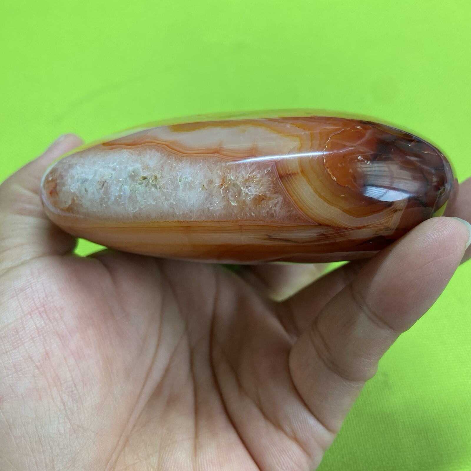102mm528g Beautiful Patterns Red Agate Heart Carnelian Reiki Display Mad Y092