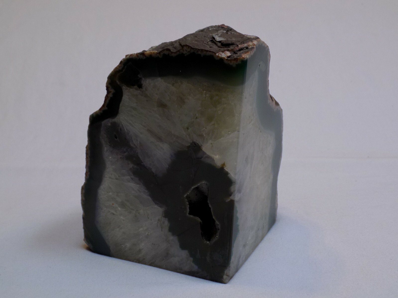Geode Rock Natural Bookend Agate Green Blue Clear Quartz Single Heavy Home Decor