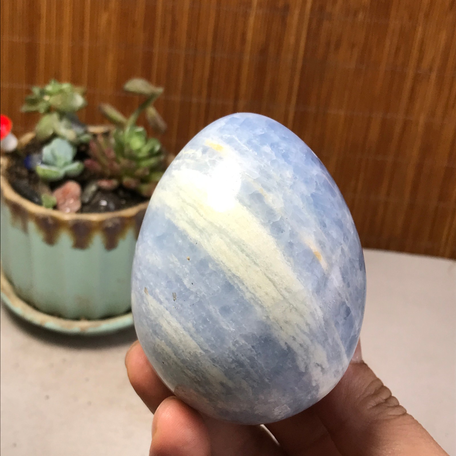 80-60-60mm NATURAL Blue Celestite egg quartz Crystal Healing gift 430g A5212