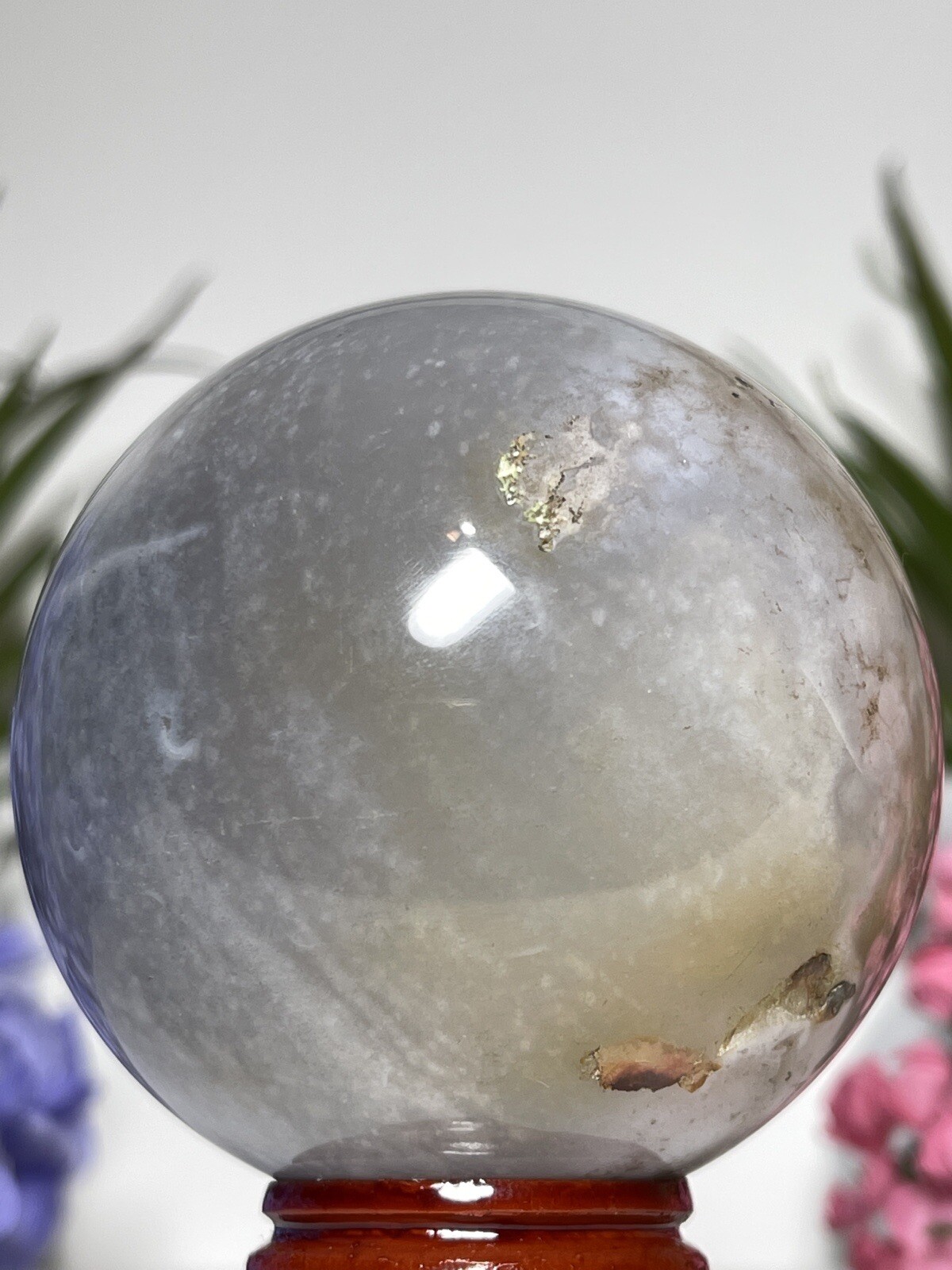61mm FLOWER AGATE SPHERE – Mineral Cherry Blossom Pink Blue Chakra Witch Crystal