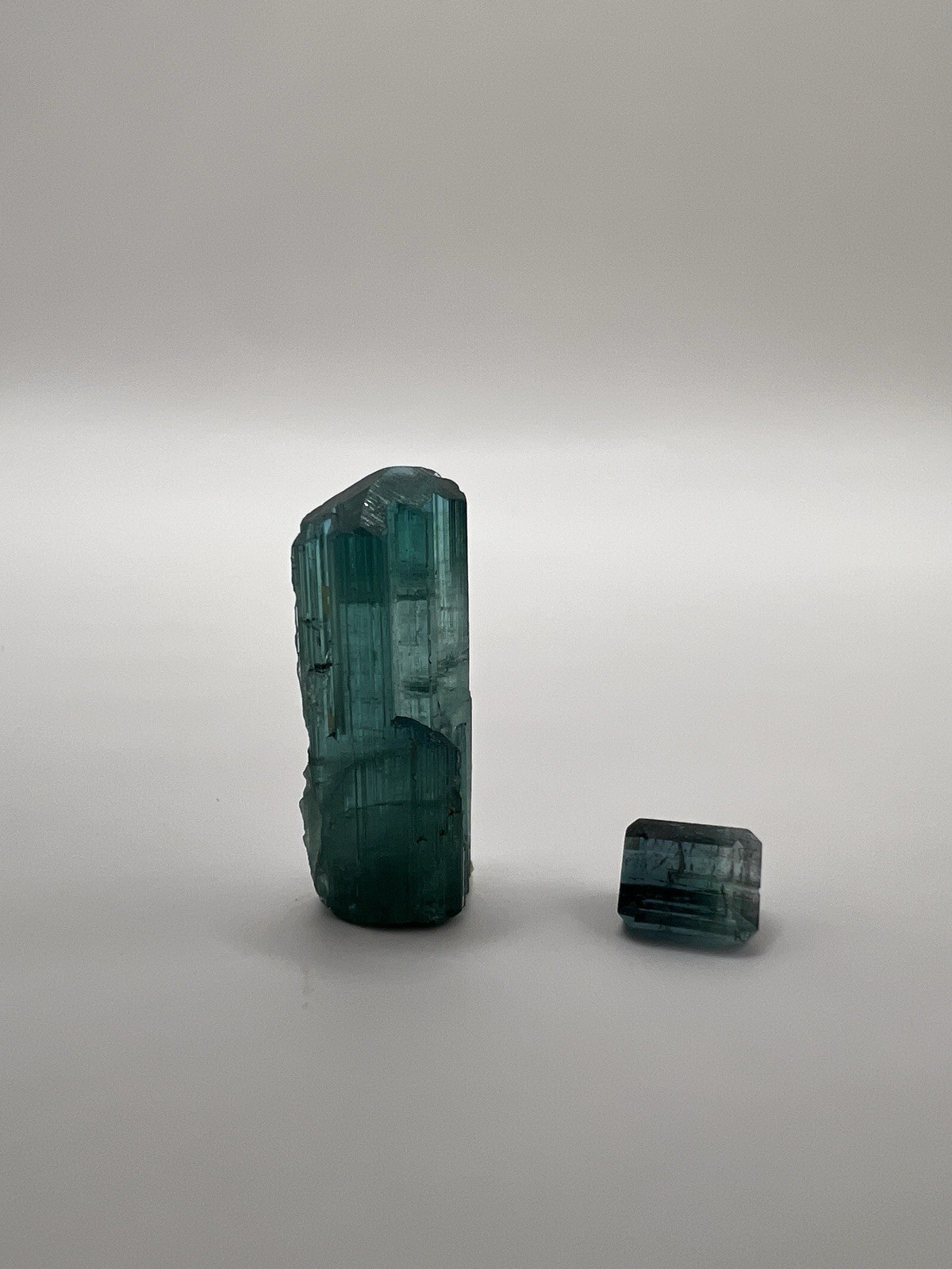 Beautiful Blue Tourmaline Rough And Cut Set – 10077