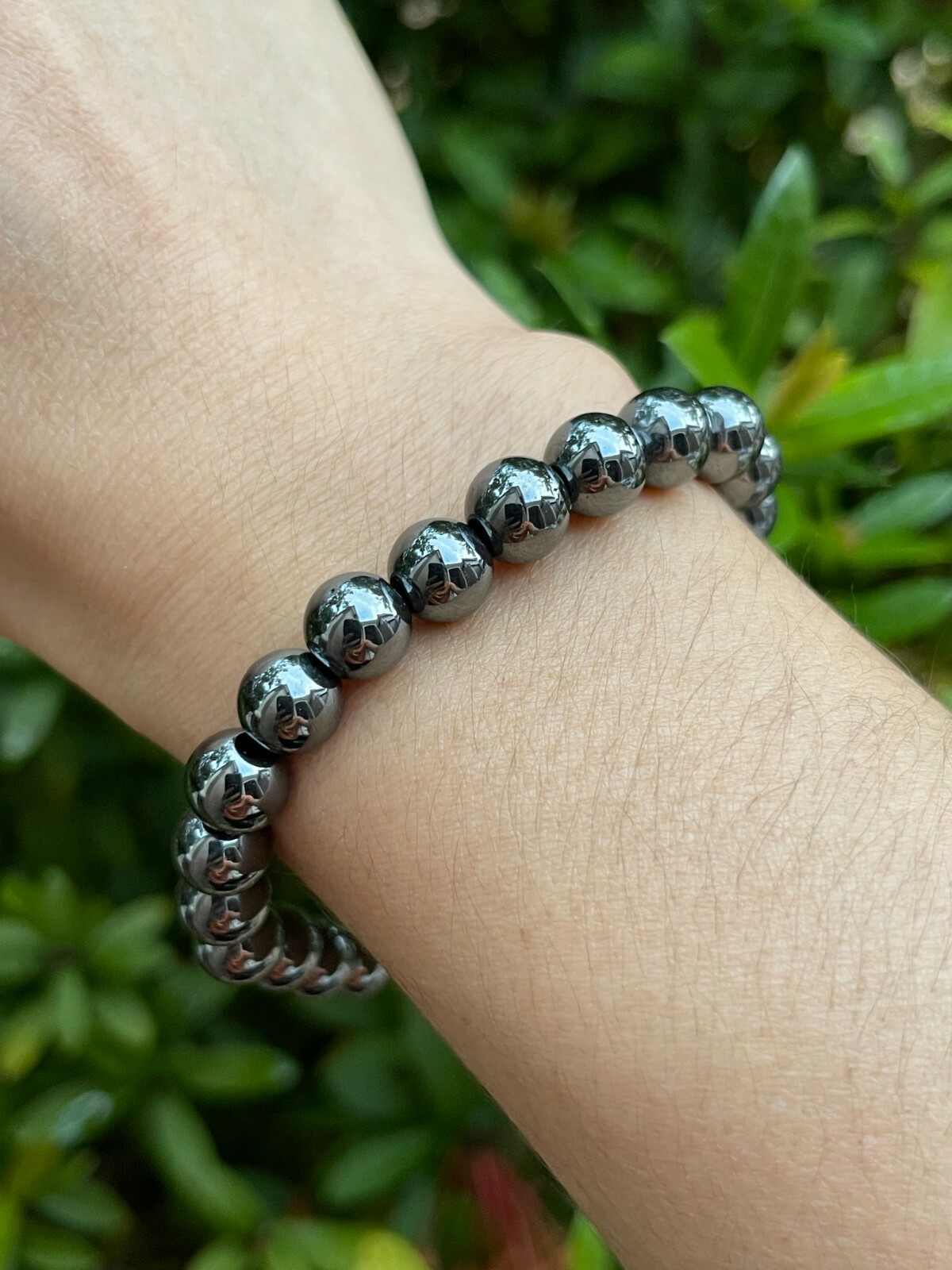 Grade A++ Hematite Crystal Bead Bracelet 8mm, Genuine Hematite Gemstone Bracelet