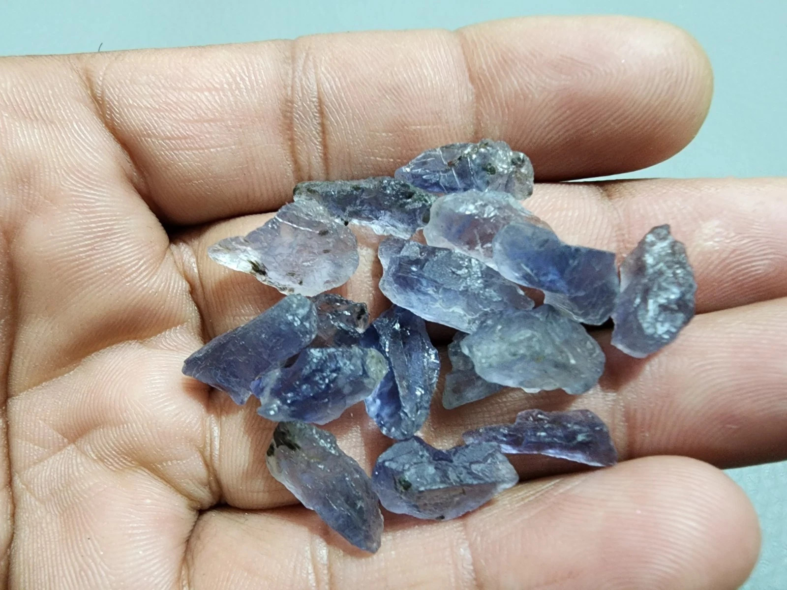 Good Quality Blue Iolite Raw 16 Pcs Lot Size 14-20 MM Crystal Loose Gemstone