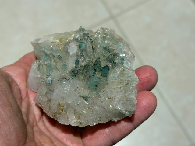 SEE VIDEO: RARE AJOITE INCLUDED QUARTZ CLUSTER, MESSINA MINE ,SOUTH AFRICA