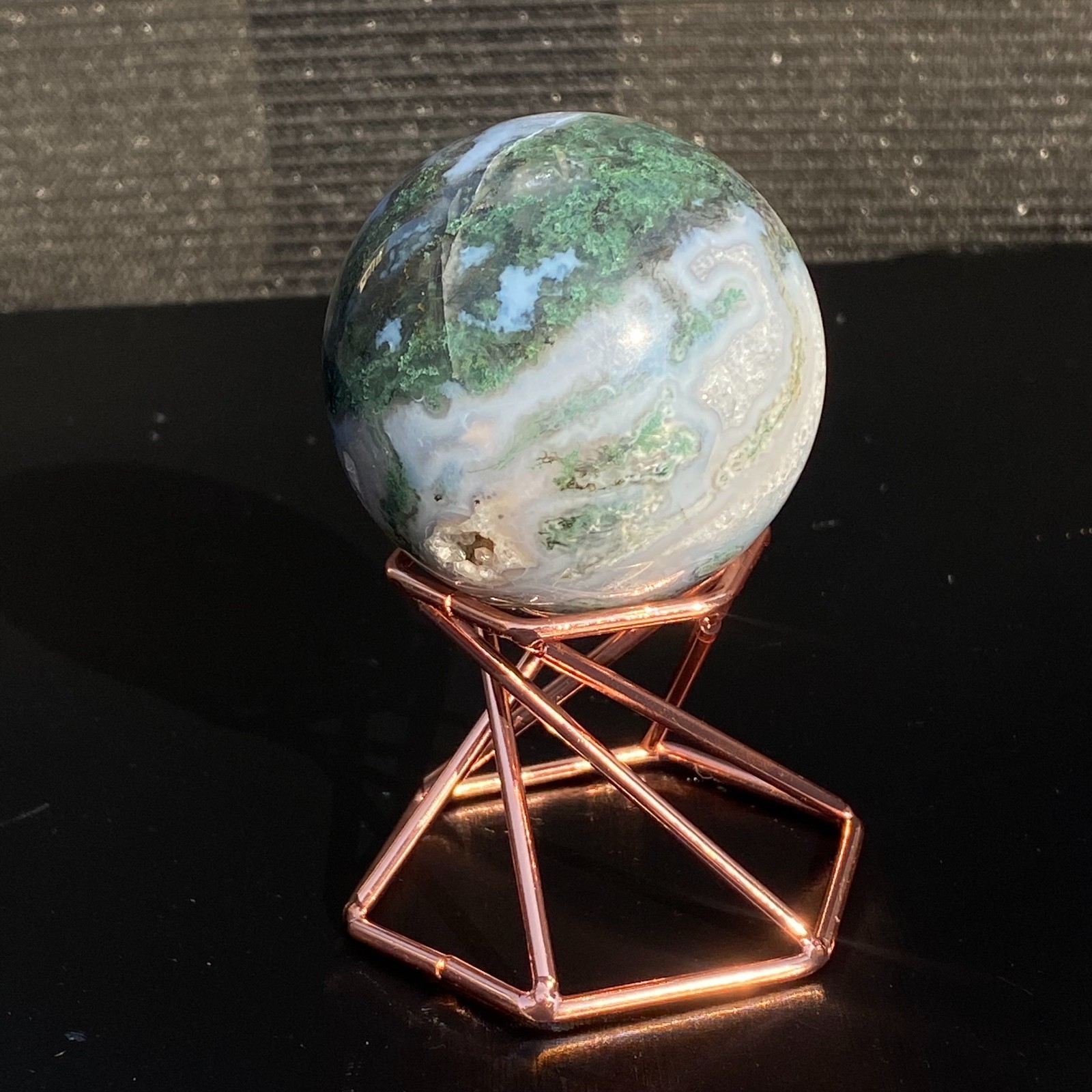 205G Natural Aquatic Plants Agate Crystal Sphere watergrass Mossagate Ball