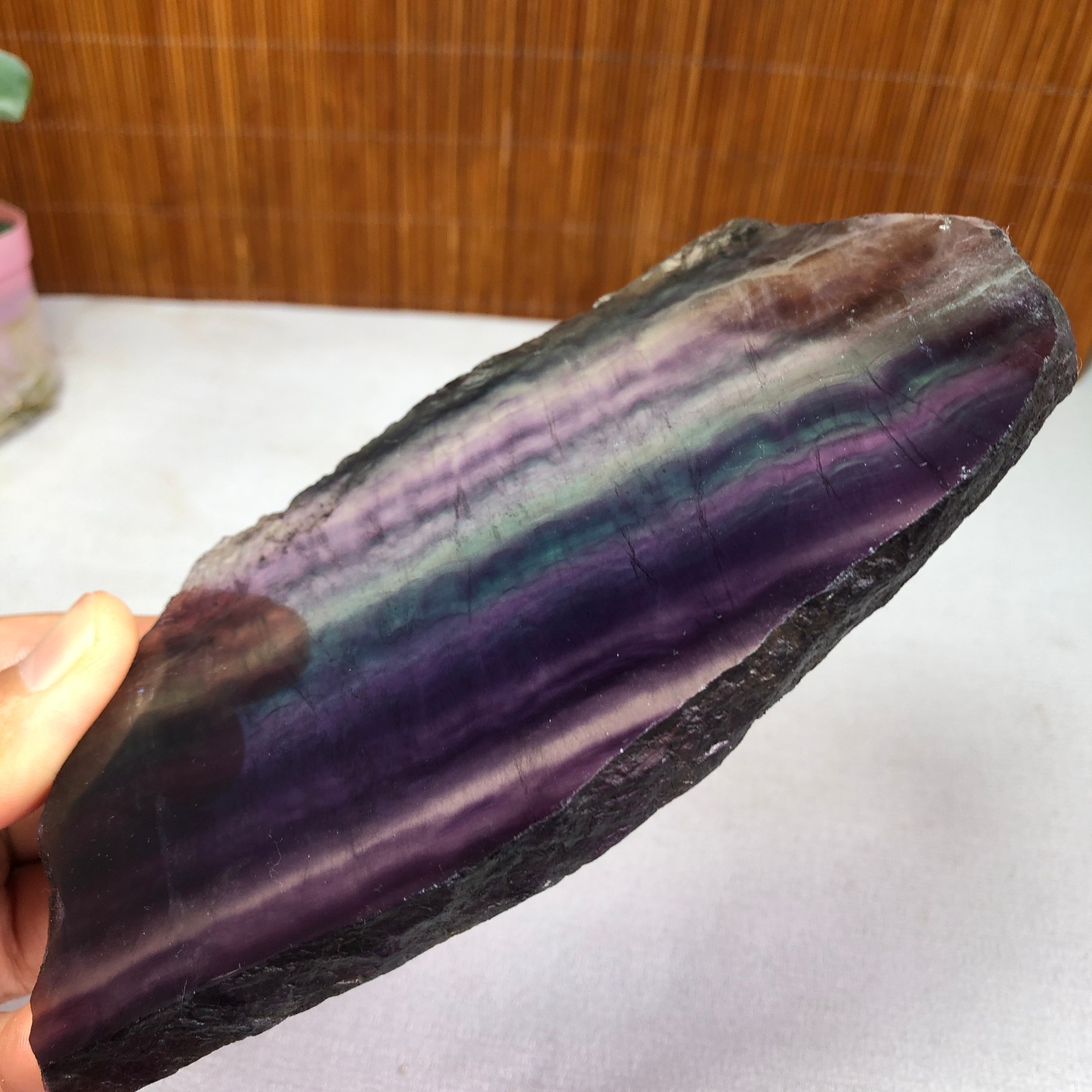 300g Natural Candy fluorite slice Crystal gemstone Polished/rough Specimen A8422