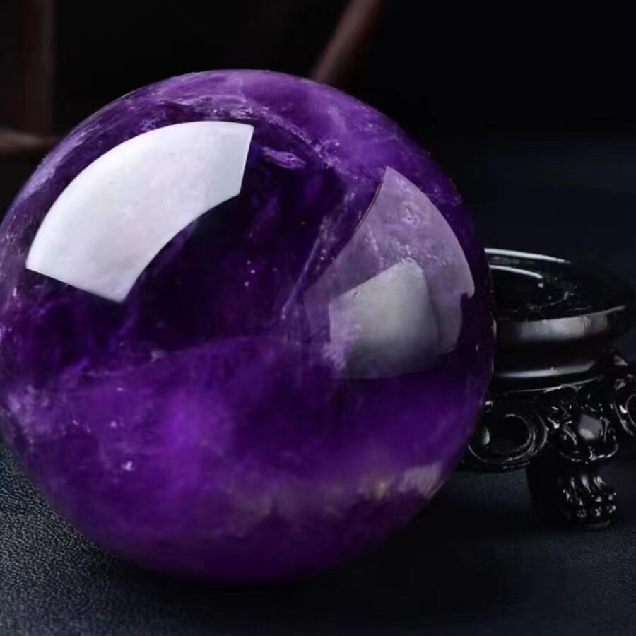 Natural High Quality Amethyst Crystal Quartz Magic Ball Sphere Healing + Stand
