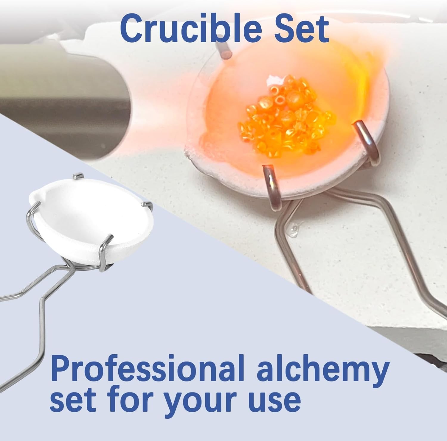 9PCS Metal Melting Crucible Kit Quartz Crucibles Tongs Gold Silver