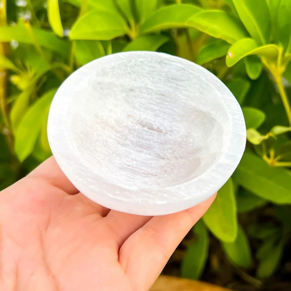 Natural Selenite Charging Bowls Polished Crystal Carving Specimens Collection