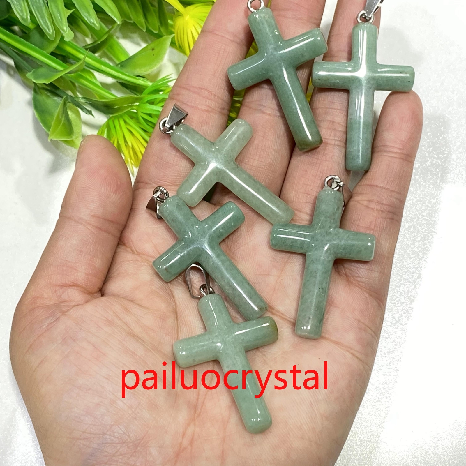 1.8″ Natural Aventurine Cross Quartz Crystal Skull Carved Pendant Healing 1pc