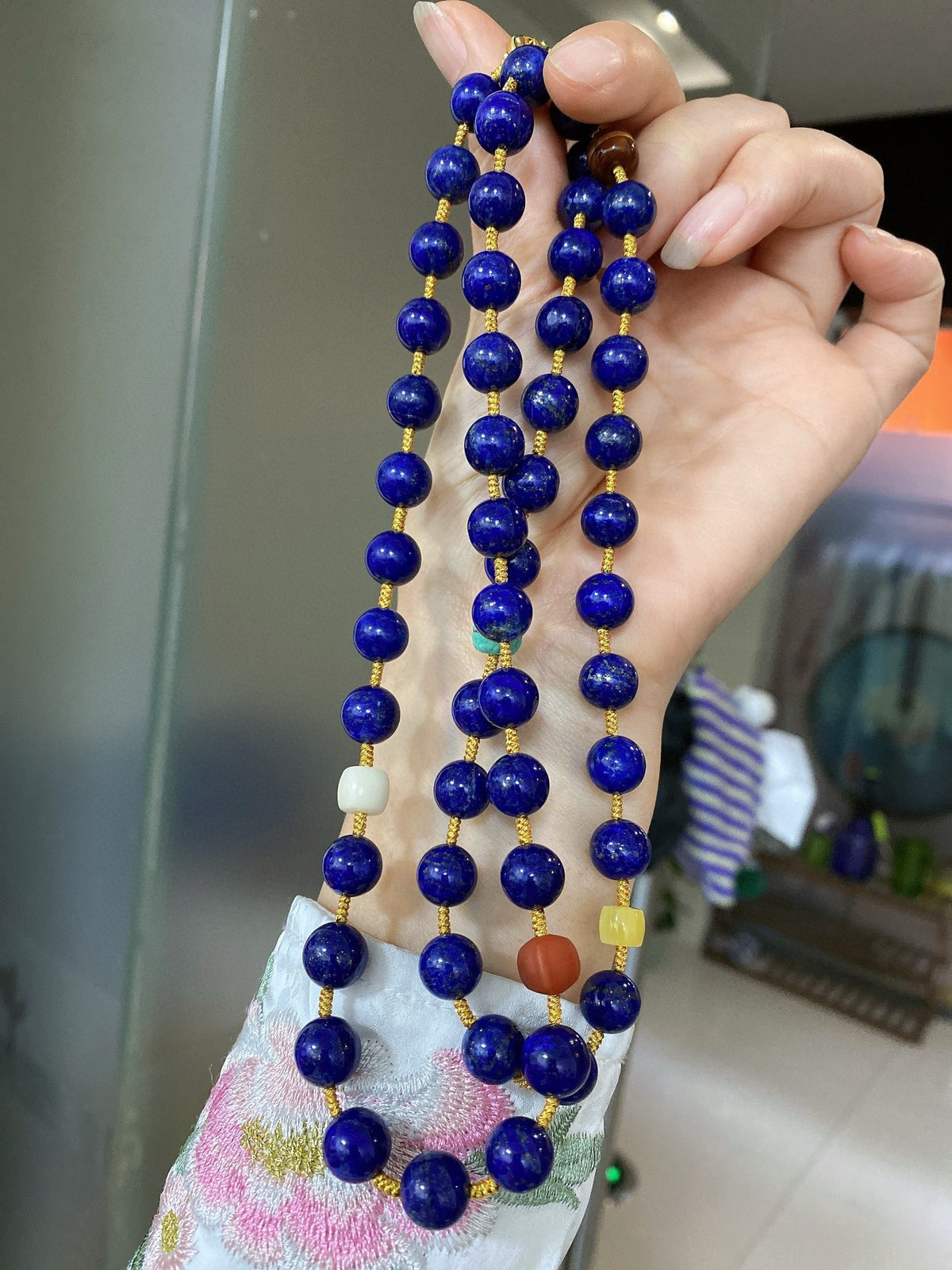 Dainty Natural Lapi Bead Sweater Chain Mixed Small Stones Casual Fashion Jewelry