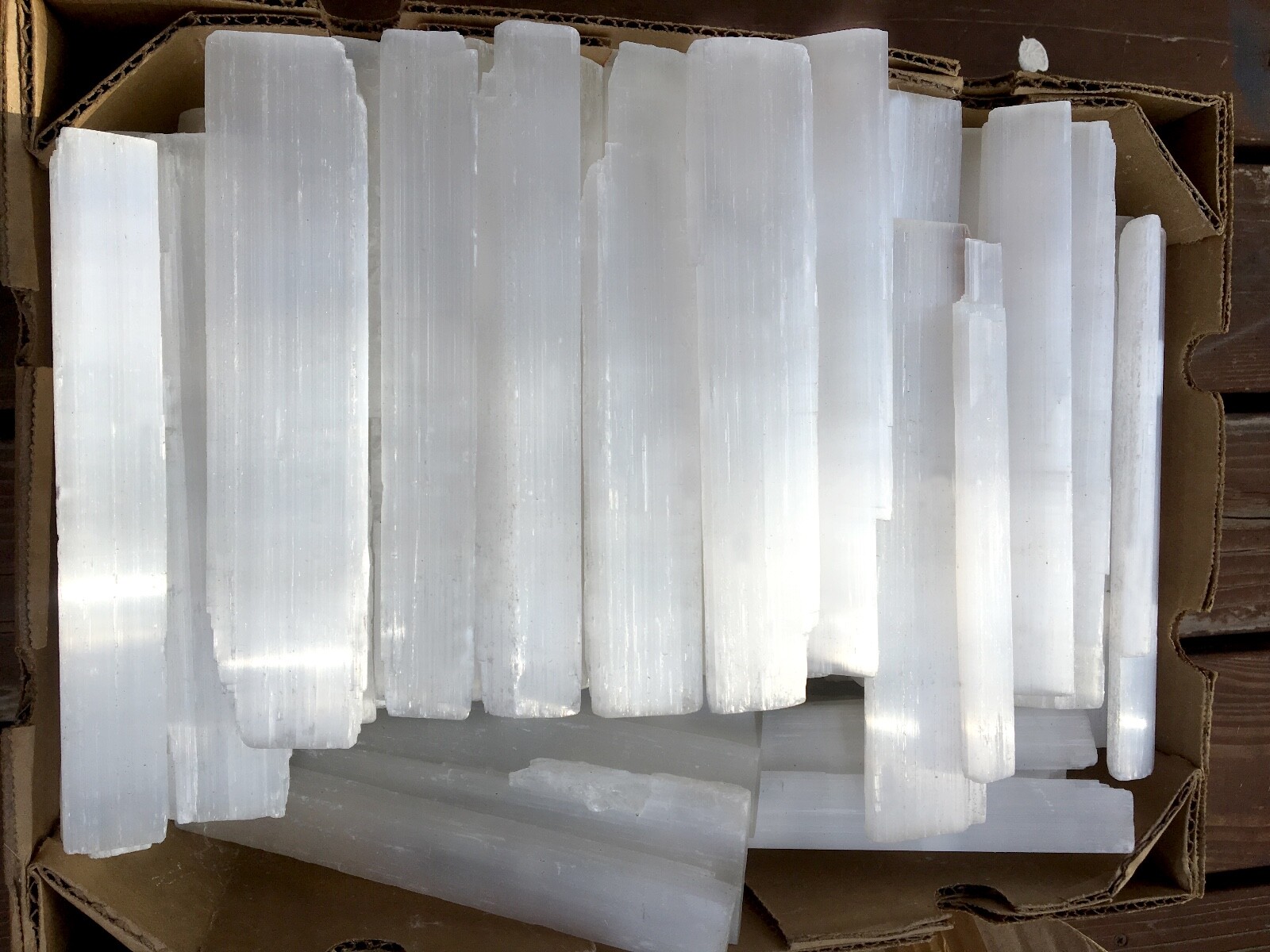 10 lb XL Selenite Crystal Logs 14 ” Sticks Bulk LOT Extra Large Natural Wands
