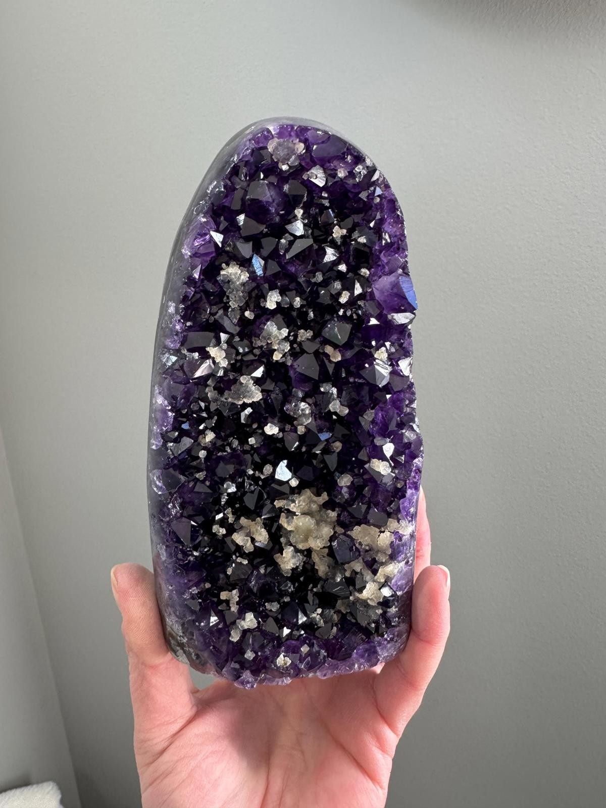 Amethyst Calcite Geode Dark Purple High Quality Crystal Cluster Cut Base 344