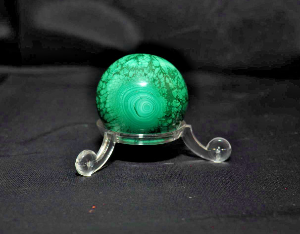 Decorative Polished Malachite Sphere on an Acrylic Stand