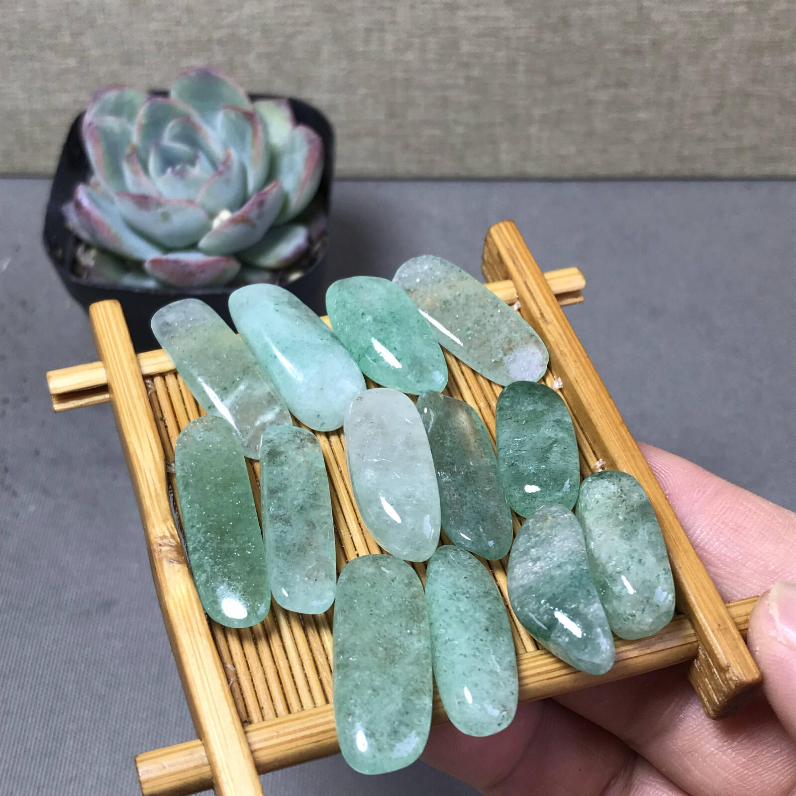 13Pcs Natural Green Strawberry Crystal gemstone Polish Mineral Specimen A6586