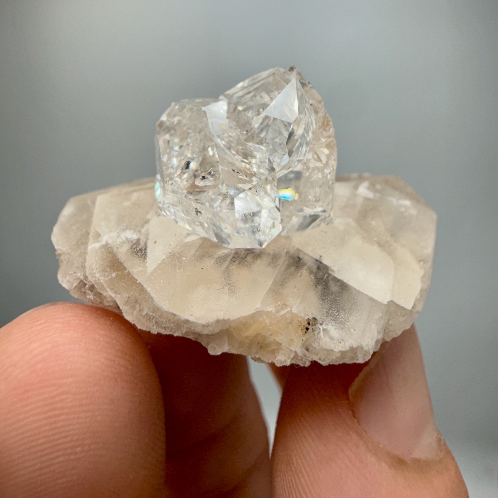 Herkimer Diamond Gem Cluster Perched on Calcite Crystals, Unique + 100% Natural!