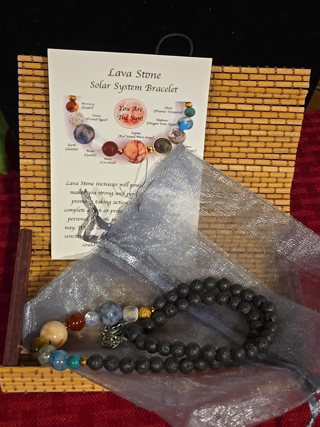 Solar System Gemstone Lava Stone Wrap Bracelet Necklace Gift Set You Are The Sun