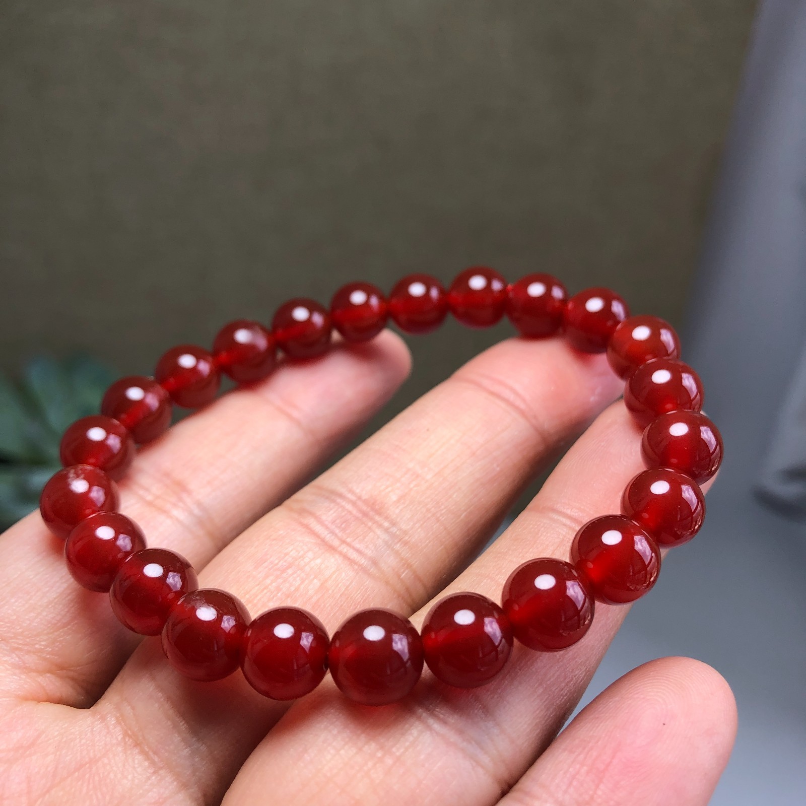 5Pcs Wholesal Natural Red Agate Stone bracelets Crystal ball sphere 8mm
