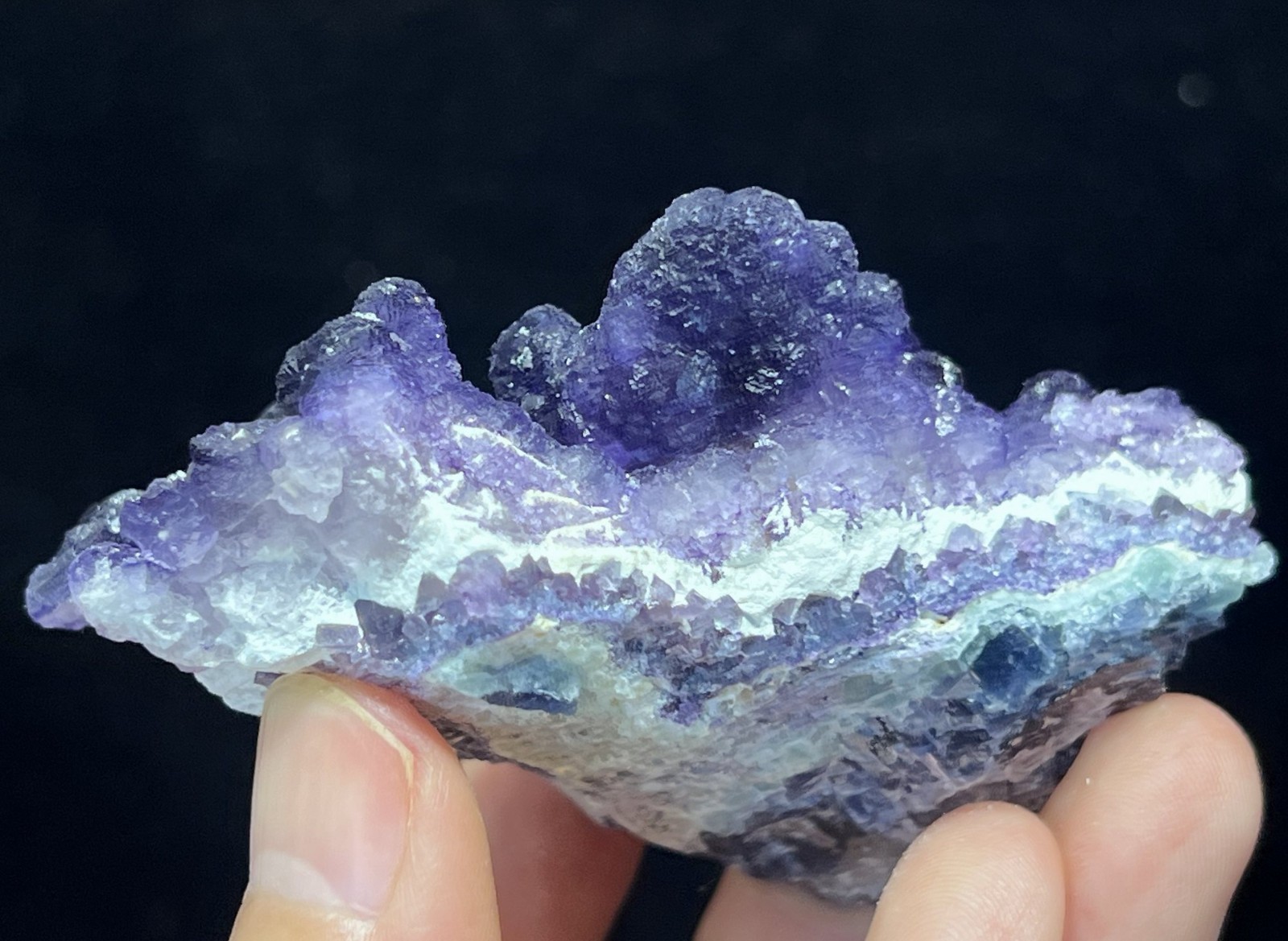 74mm 120g SPARKLING Botryoidal Fluorite from Inner Mongolia, Natural Mineral