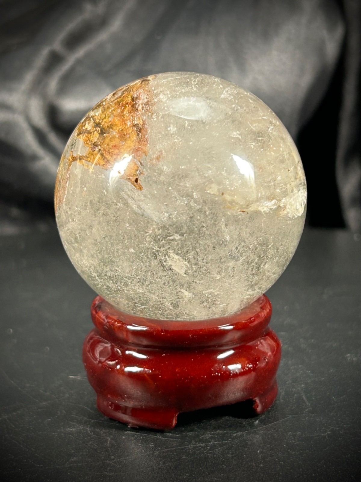 2.02″ Garden Quartz Sphere With Wood Stand 6.5oz (185 grams)
