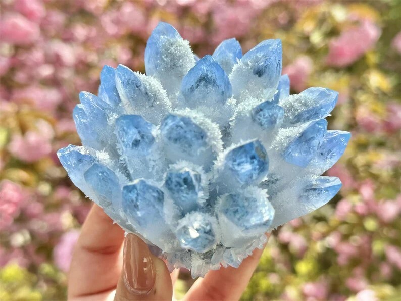 300G+ New Find Large Phantom Quart Blue Crystal Healing Cluster Rocks Specimens
