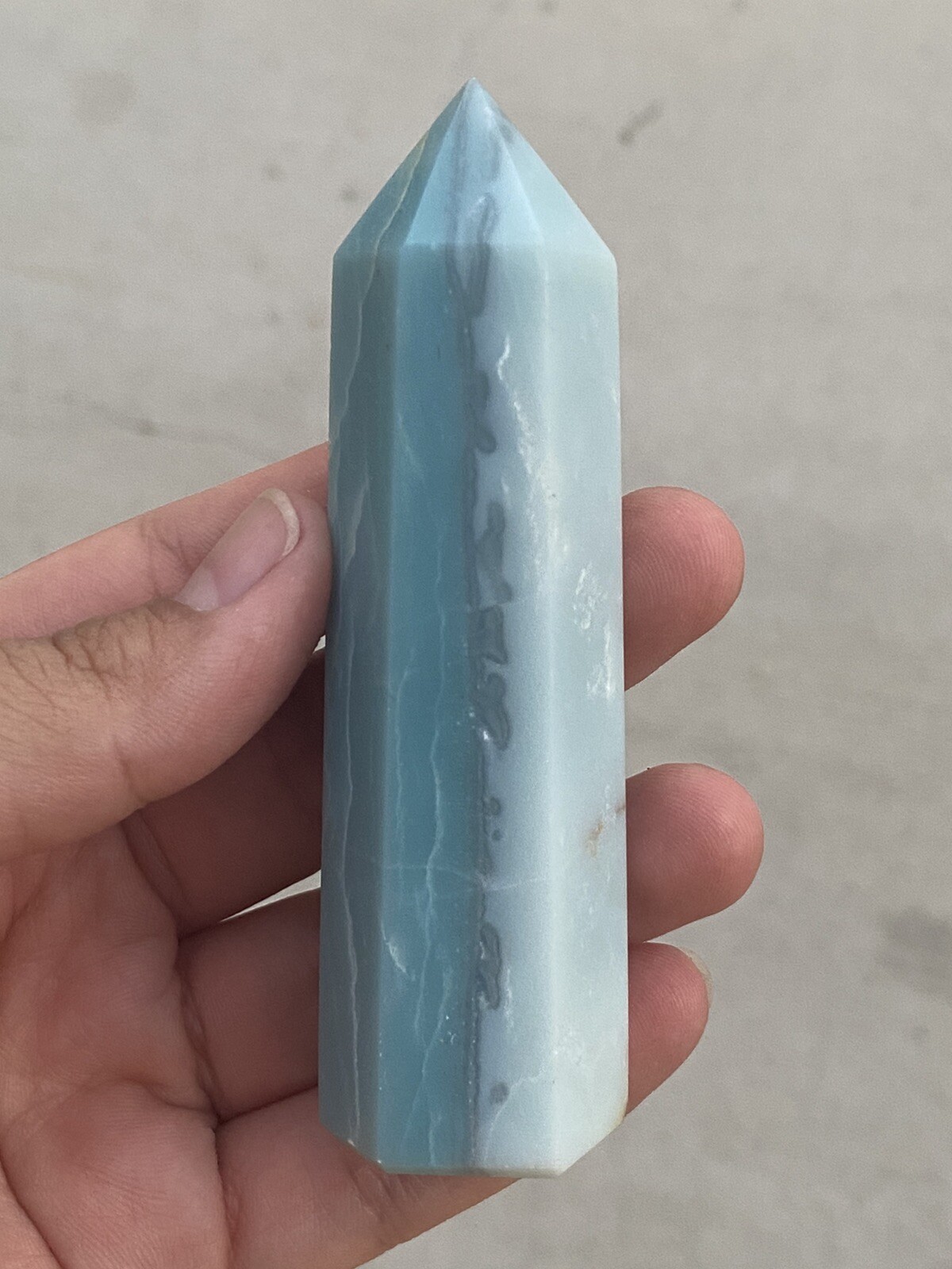 Sky Blue Quartz Point Split Color Light Blue Teal