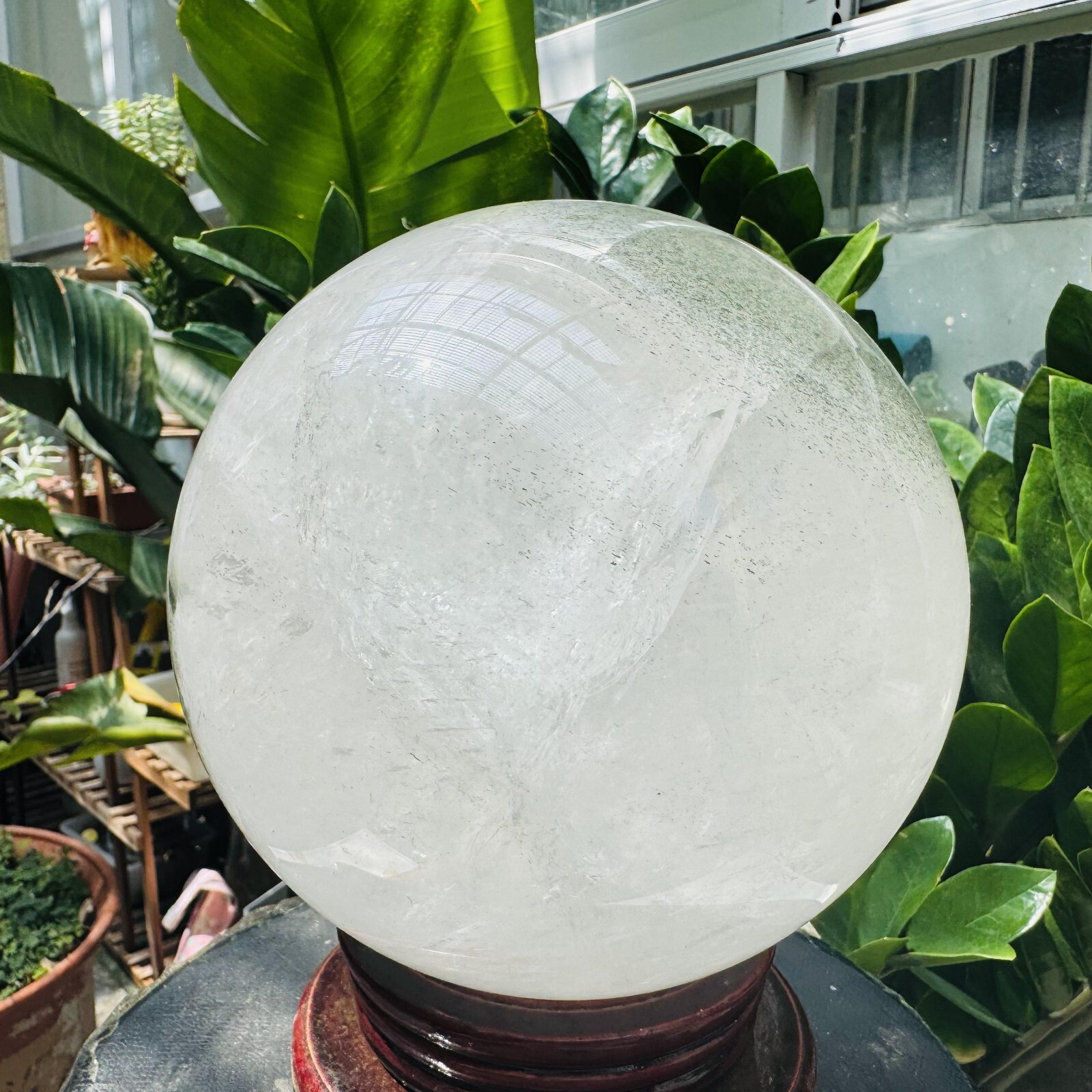 11.52LB Rare Natural Green Ghost phantom quart ball carved crystal sphere reiki