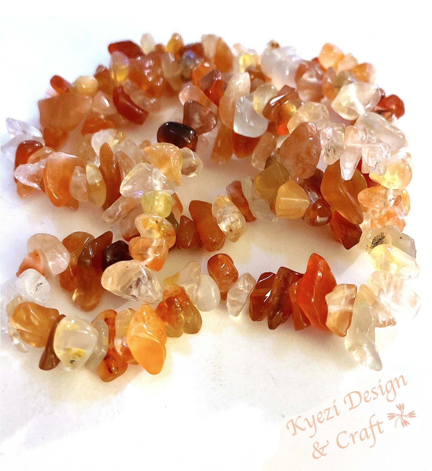Carnelian Premium Natural Crystal Gemstone Chip Stretchy Jewelry Bracelet