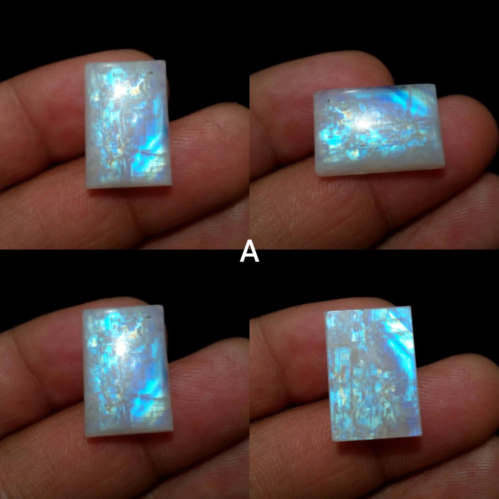 Amazing Blue Rainbow Moonstone Cabochon Octagon Shape Loose Gemstone For Jewelry