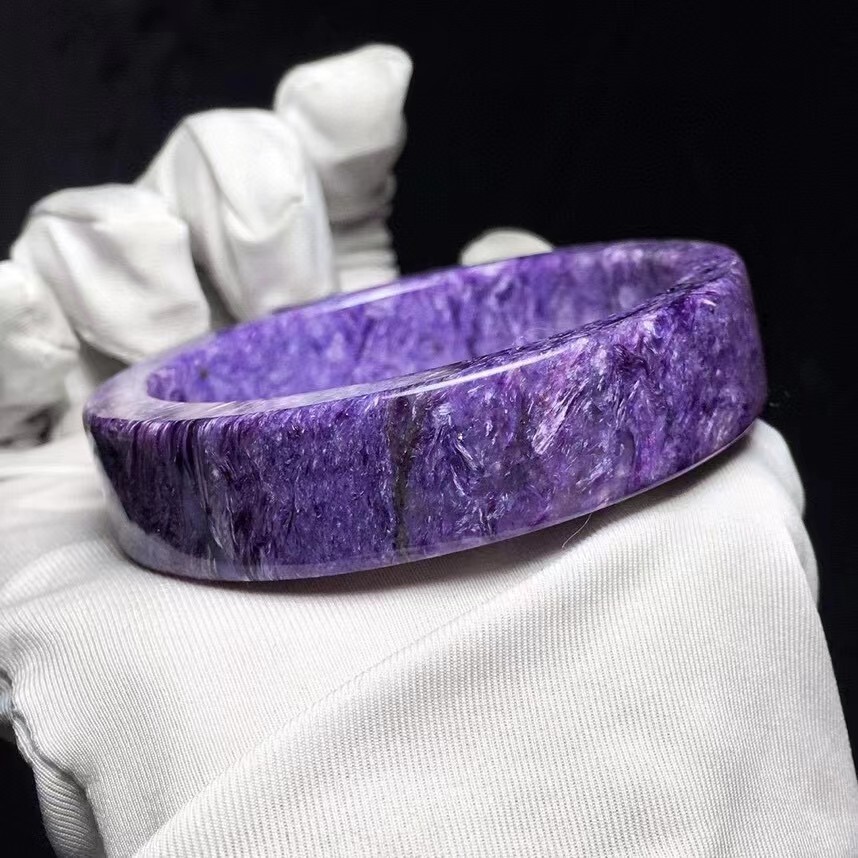 Genuine Natural Purple Charoite Gemstone Crystal Woman Fashion Bangle 51mm AAAA