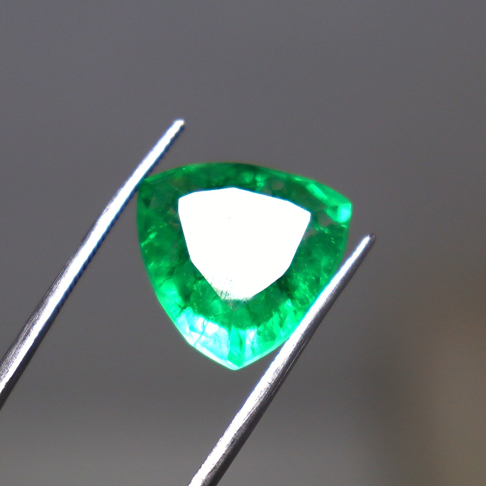 9.50 Ct Green Emerald Certified Natural Colombian Trillion Cut Loose Gemstone