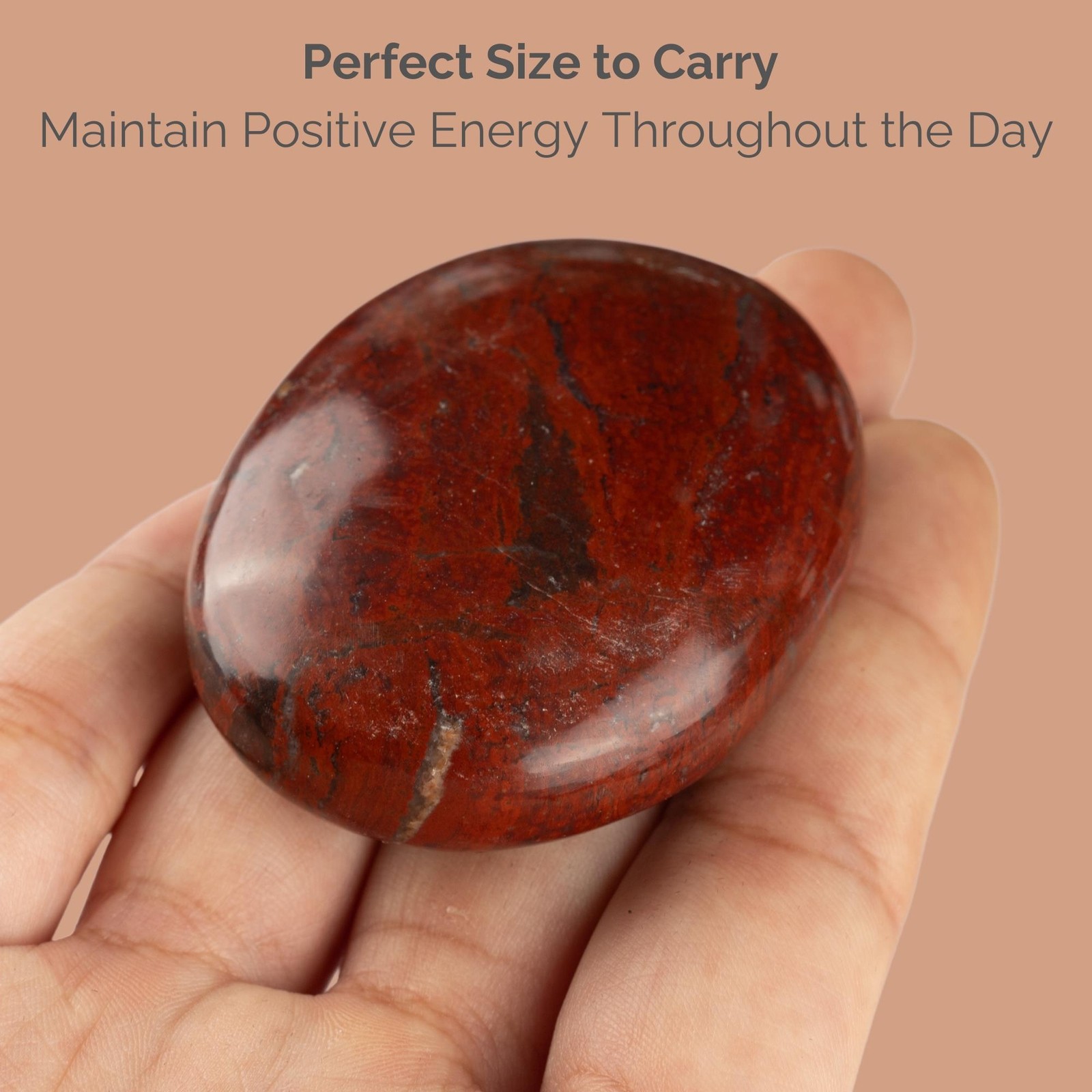 Red Jasper Palm Stone Crystal – Natural Healing Stone for Anxiety Relief & Medit