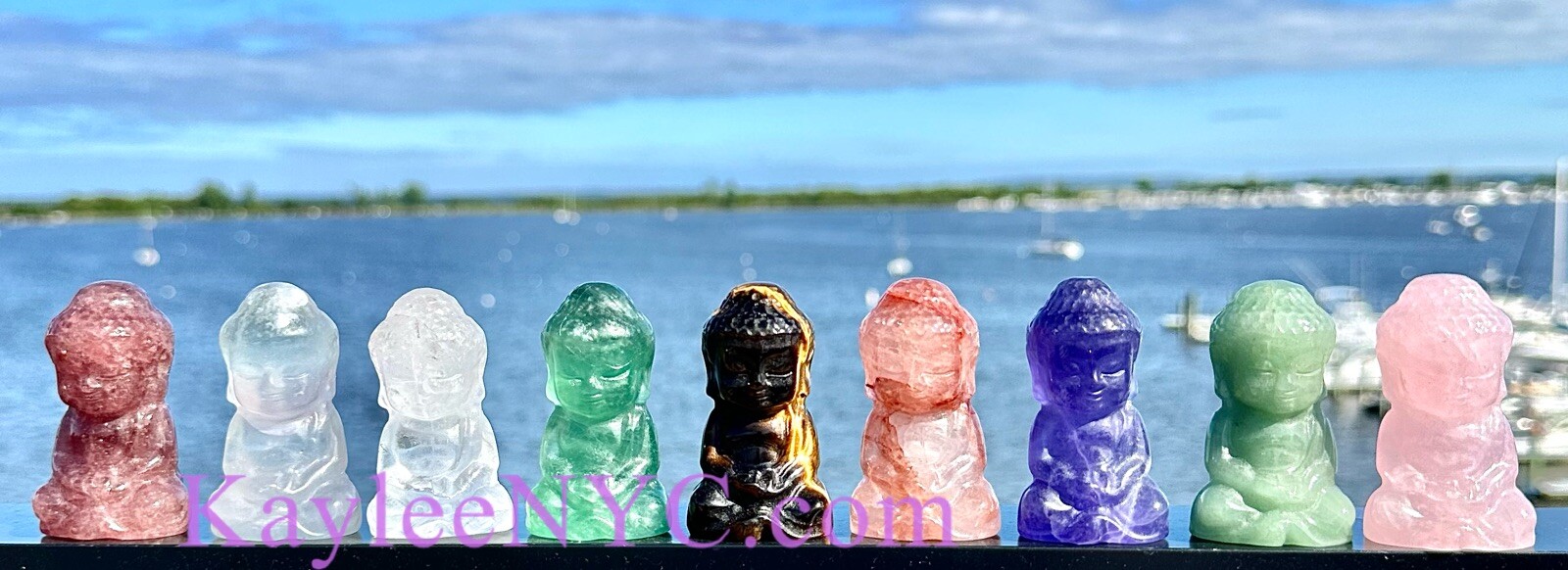 Wholesale Lot 9 PCs 2.5” Natural Crystal Guanyin Female Buddha