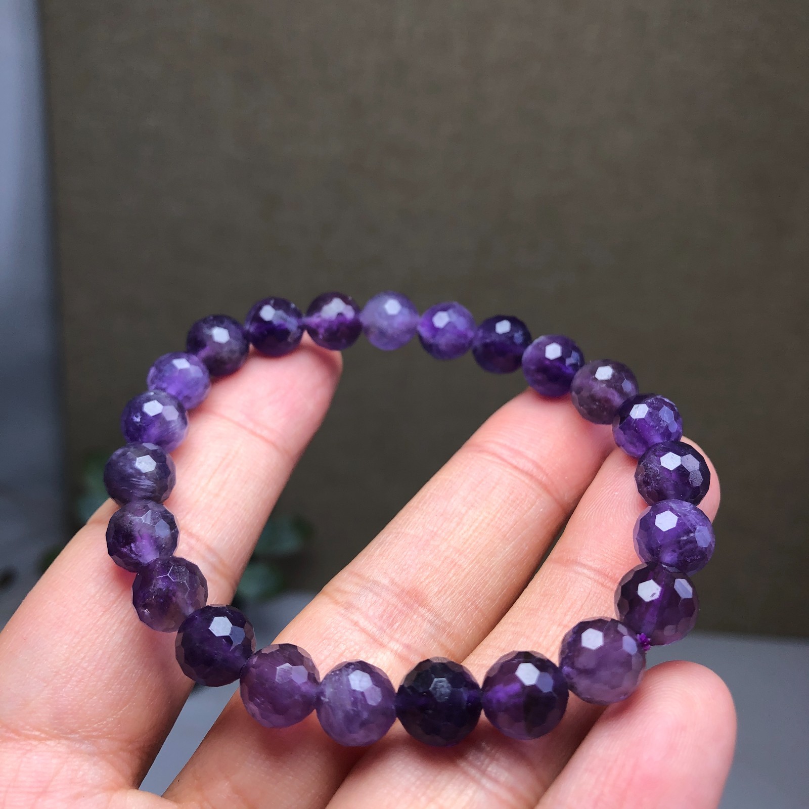 5Pcs Wholesal Natural Dreamy amethyst bracelets Crystal ball sphere facet 8mm