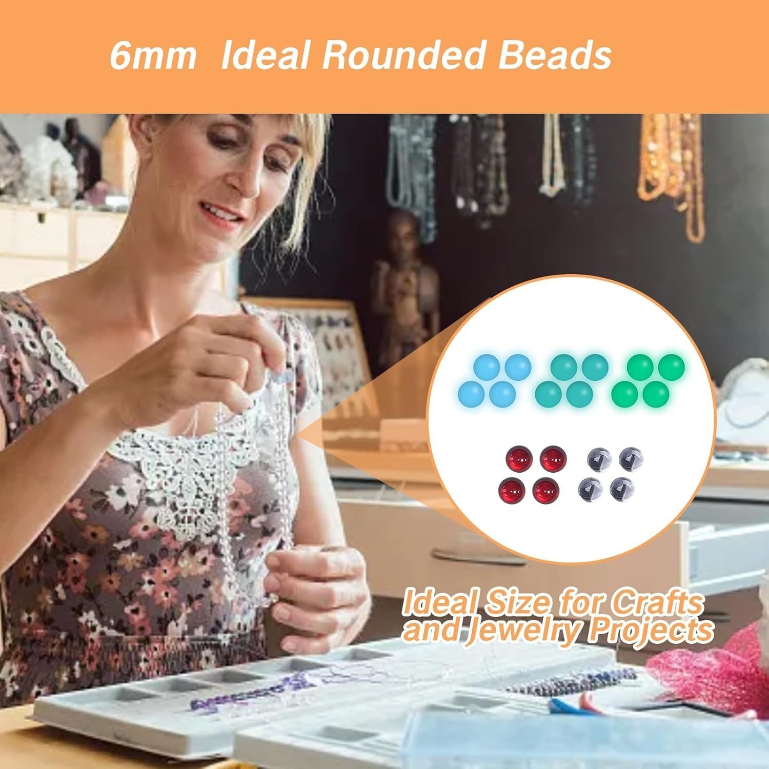 6mm Color Mixing Quartz Beads – Pack of 10 UV Reactive Craft Essentials