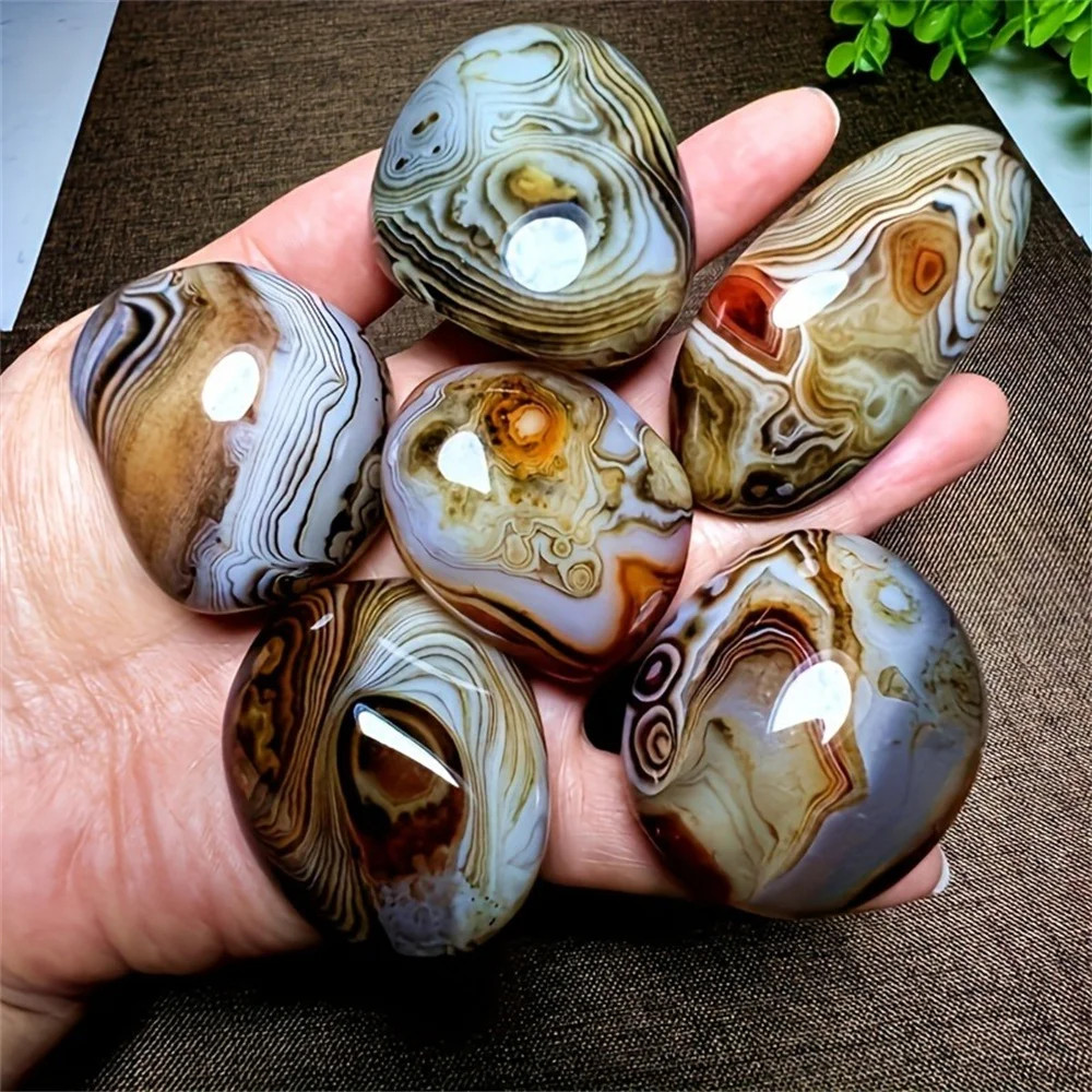 Big Silk Agate Raw Stone Handle Piece No Engraved Pebbles Raw Stone Grab Piece