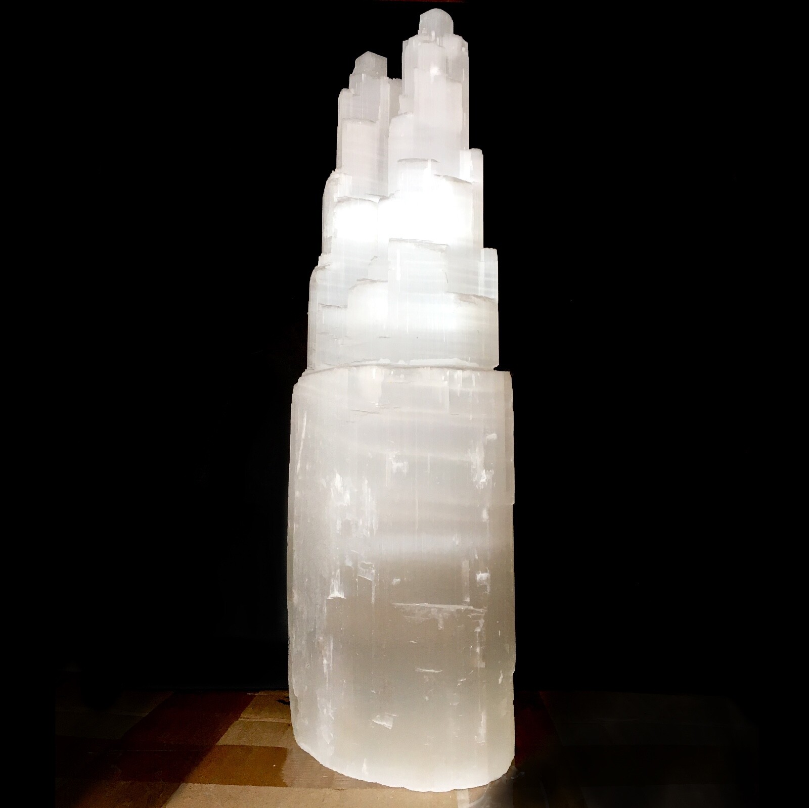 Selenite Tower Lamp ” Double Twin Tower White Natural Crystal Light & LED Cord