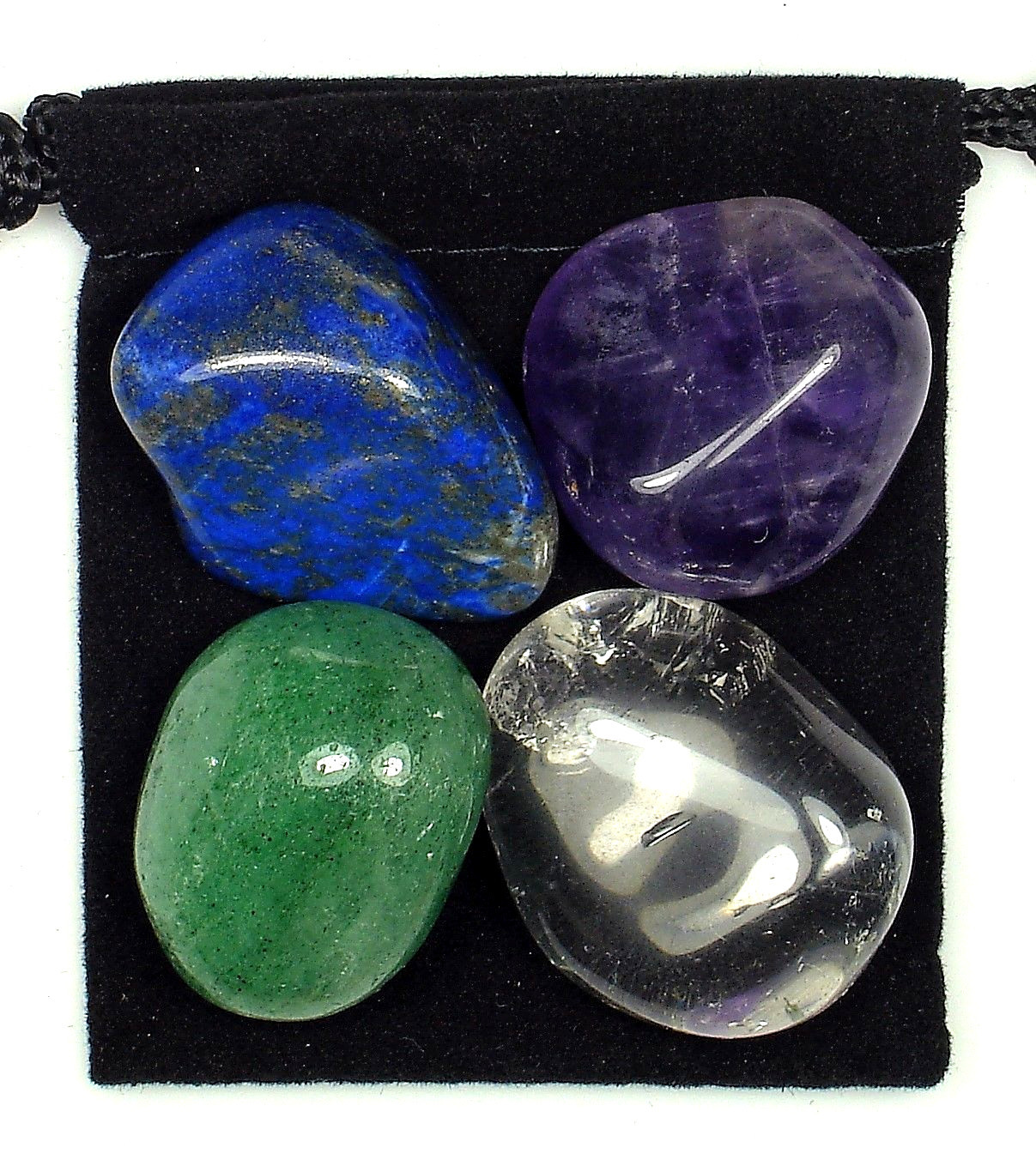 HEADACHE & MIGRAINE RELIEF Tumbled Crystal Healing Set = 4 Stones + Pouch + Card