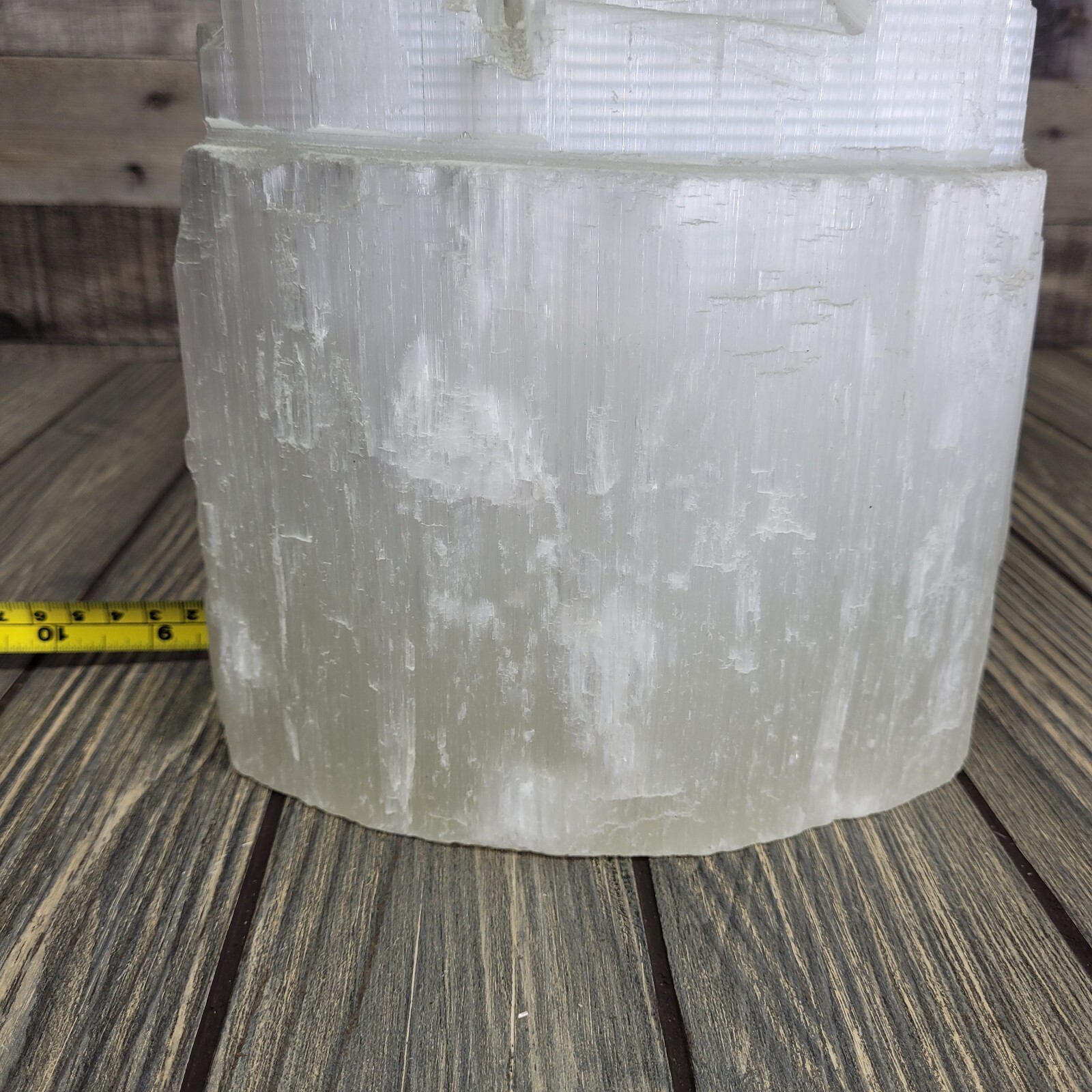 15lb Selenite Lamp XXL Triple Skyscraper 12″ Satin Spar Crystal Tower w/ Dimmer