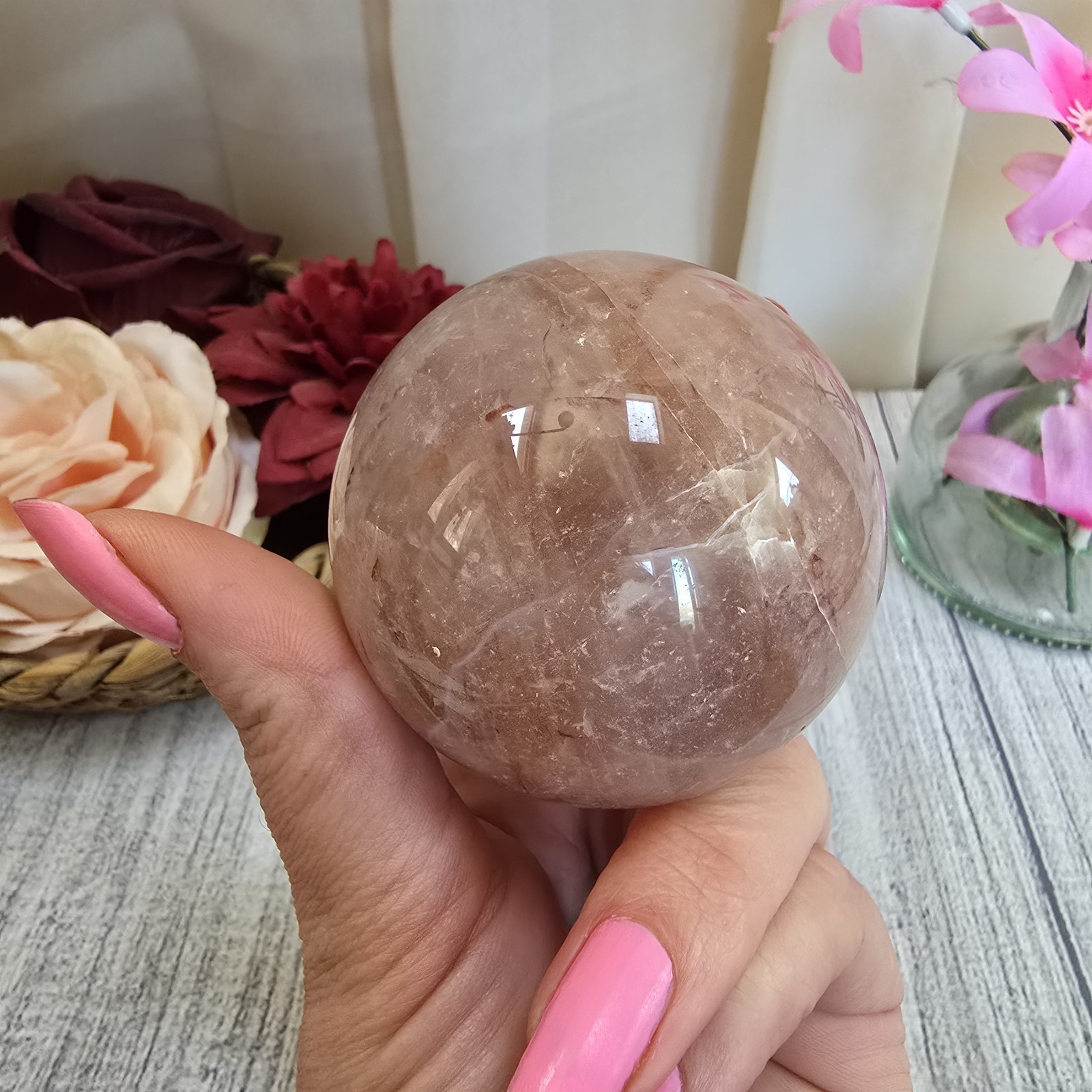 61mm Hematoid Quarts Crystal Sphere lots of depth (4)