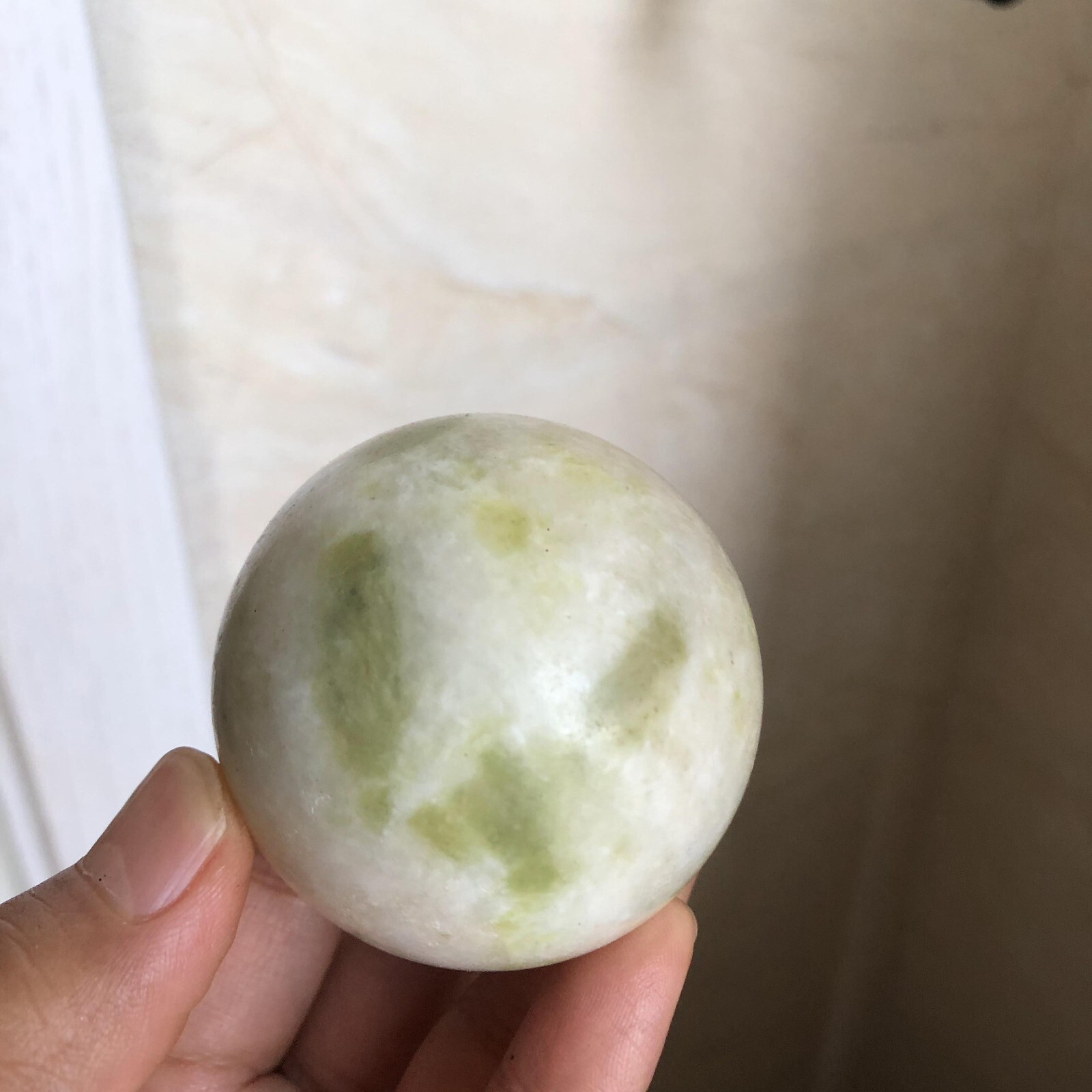 53mm Rare Natural yellow jade Semi-precious crystal Ball sphere 223g A2522