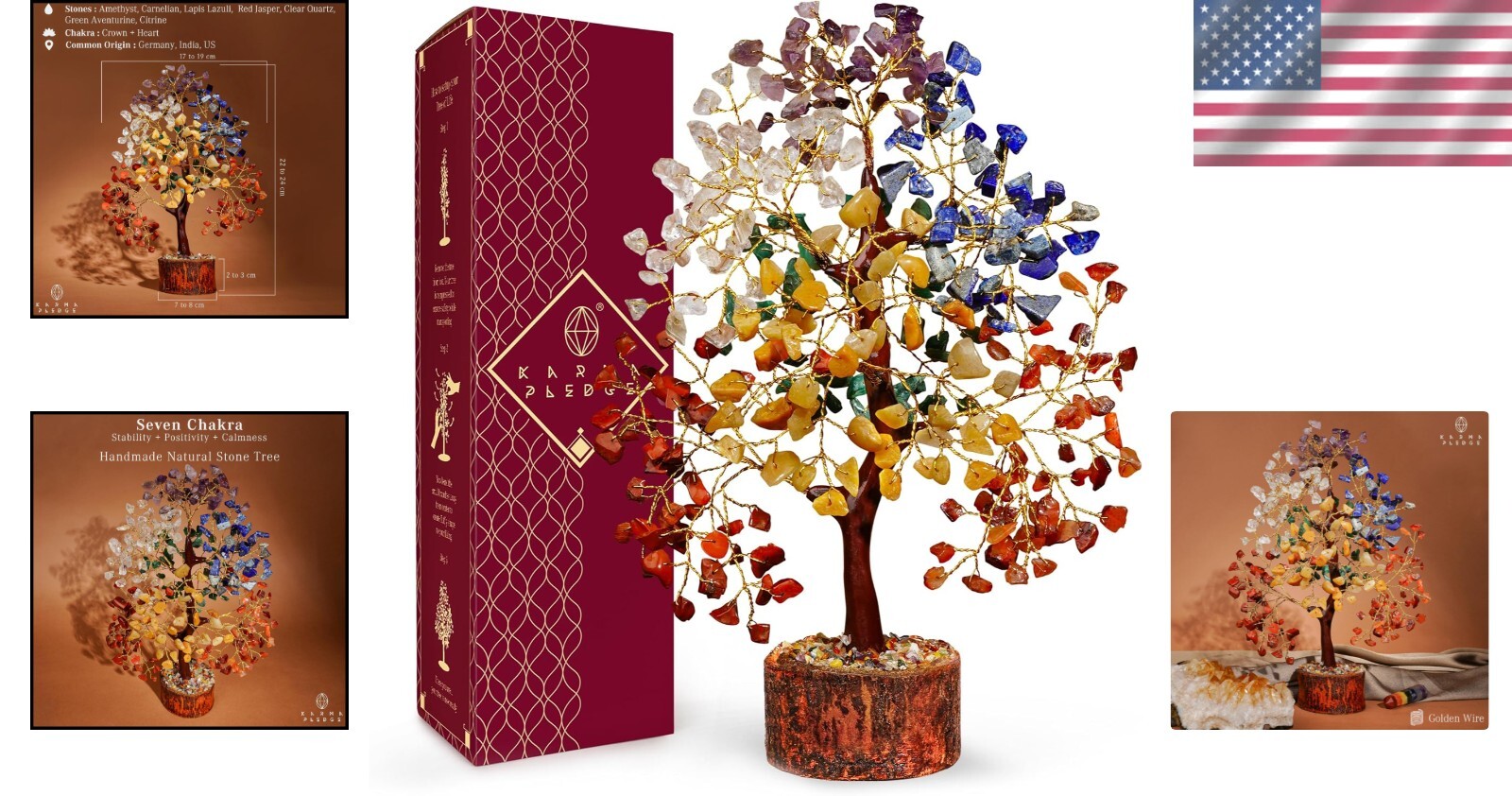 9.5-Inch Chakra Tree of Life – Exquisite Bonsai for Home Office Decoration