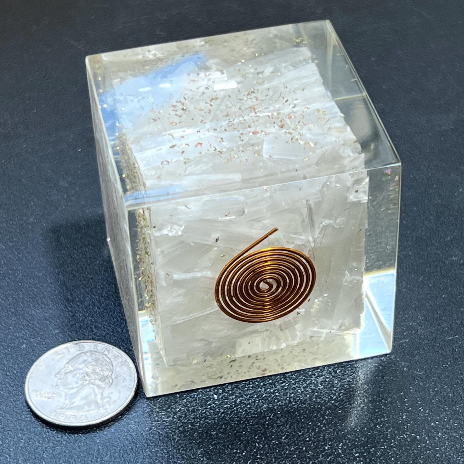 Large Selenite Crystal Resin Orgone Cube Reiki Chakra Wholesale Gemstone