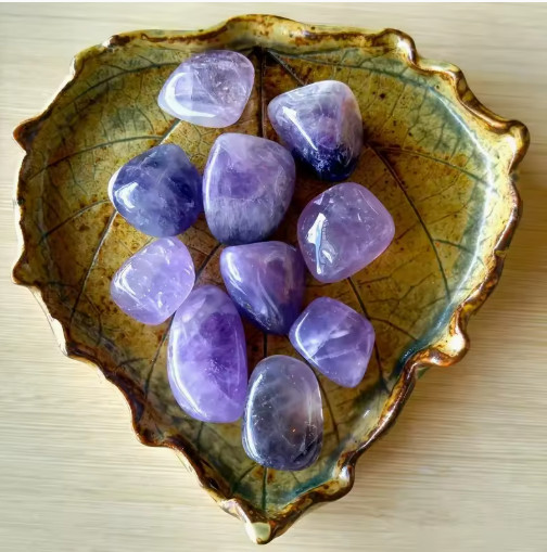 3PCS Tumbled Amethyst Stones Healing Crystals for Stress Relief Spiritual Growth