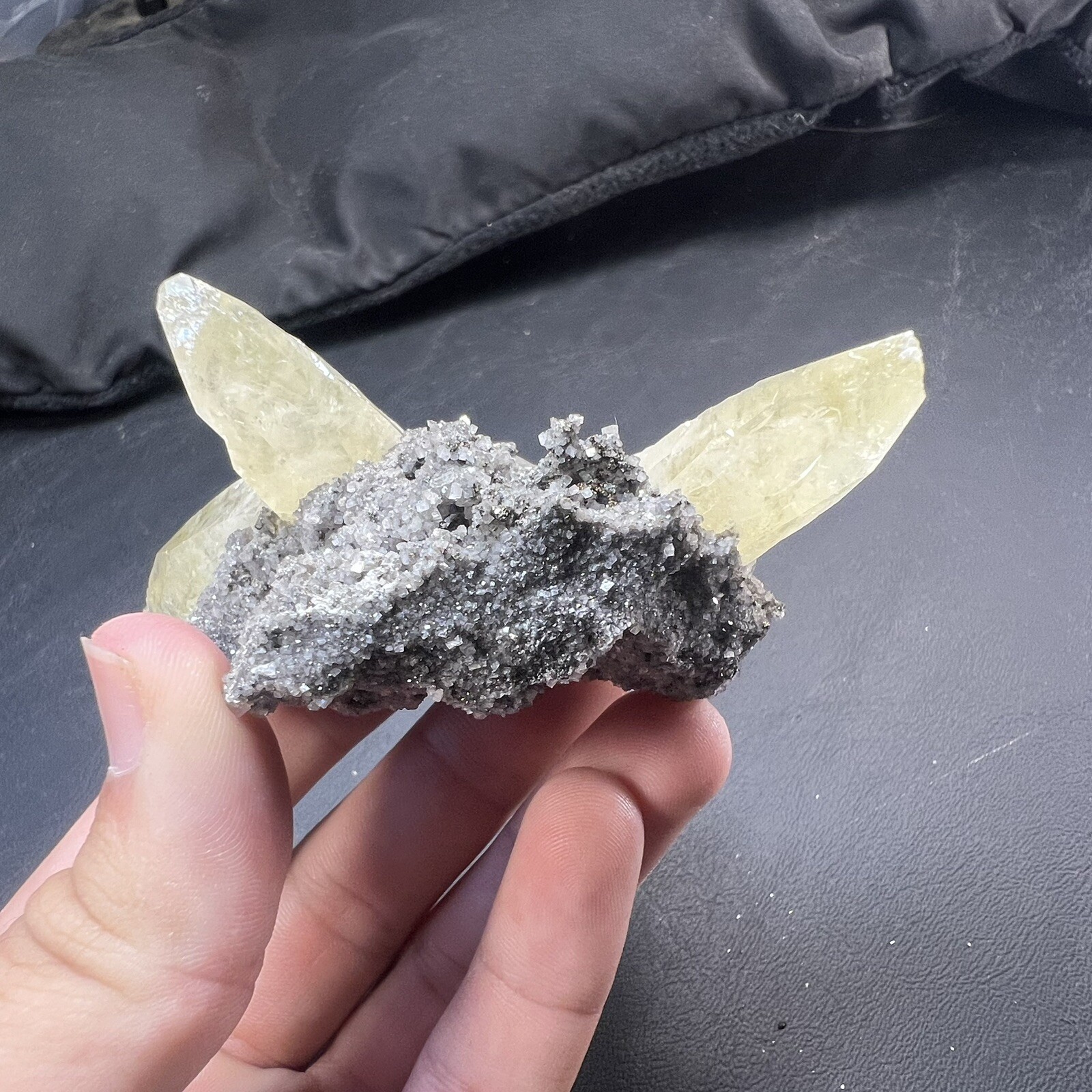 Calcite Crystal with Chalcopyrite Dolomite Matrix / Missouri