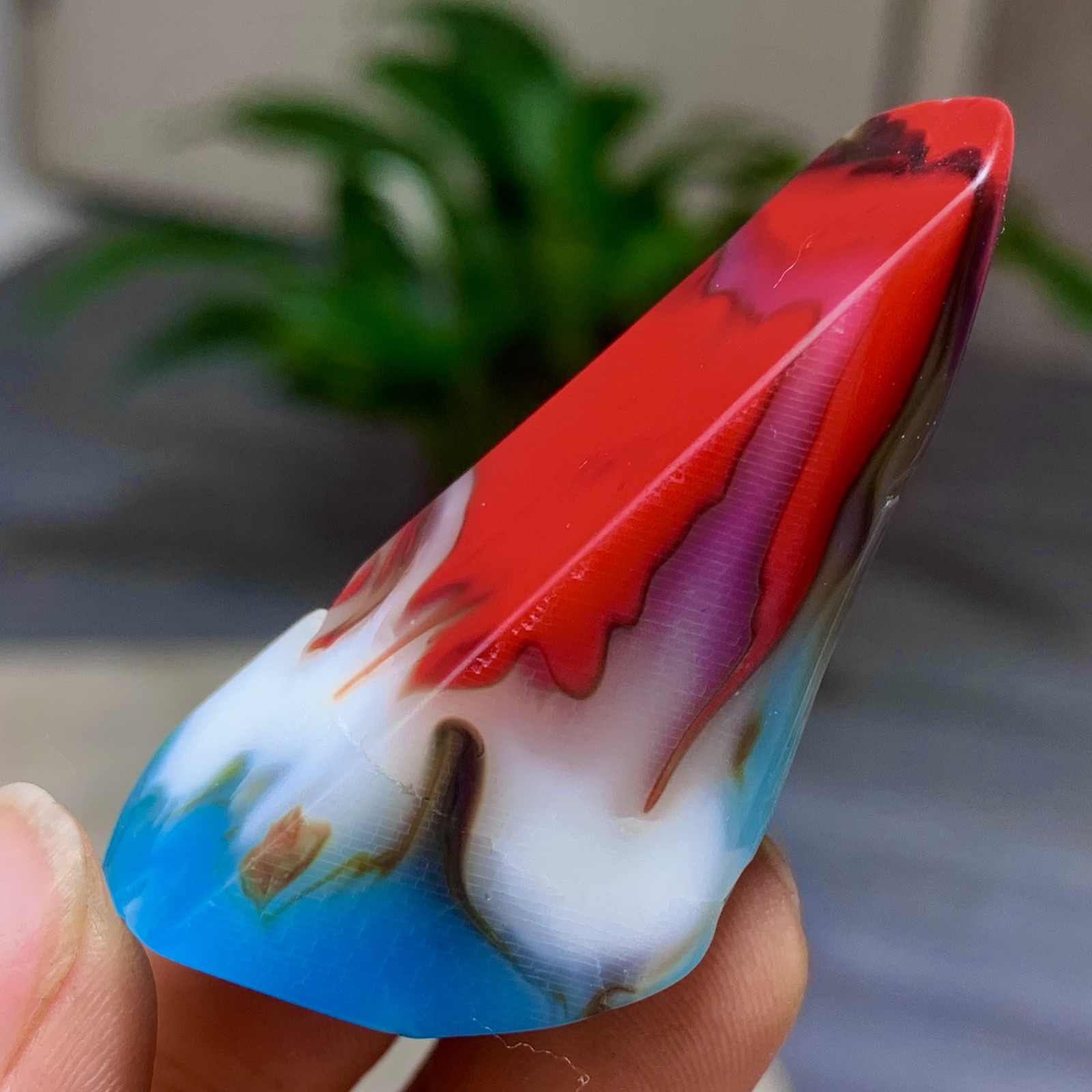 27G Natural NanHong Agate block multicolored Pattern Cabochon mineral Crystal