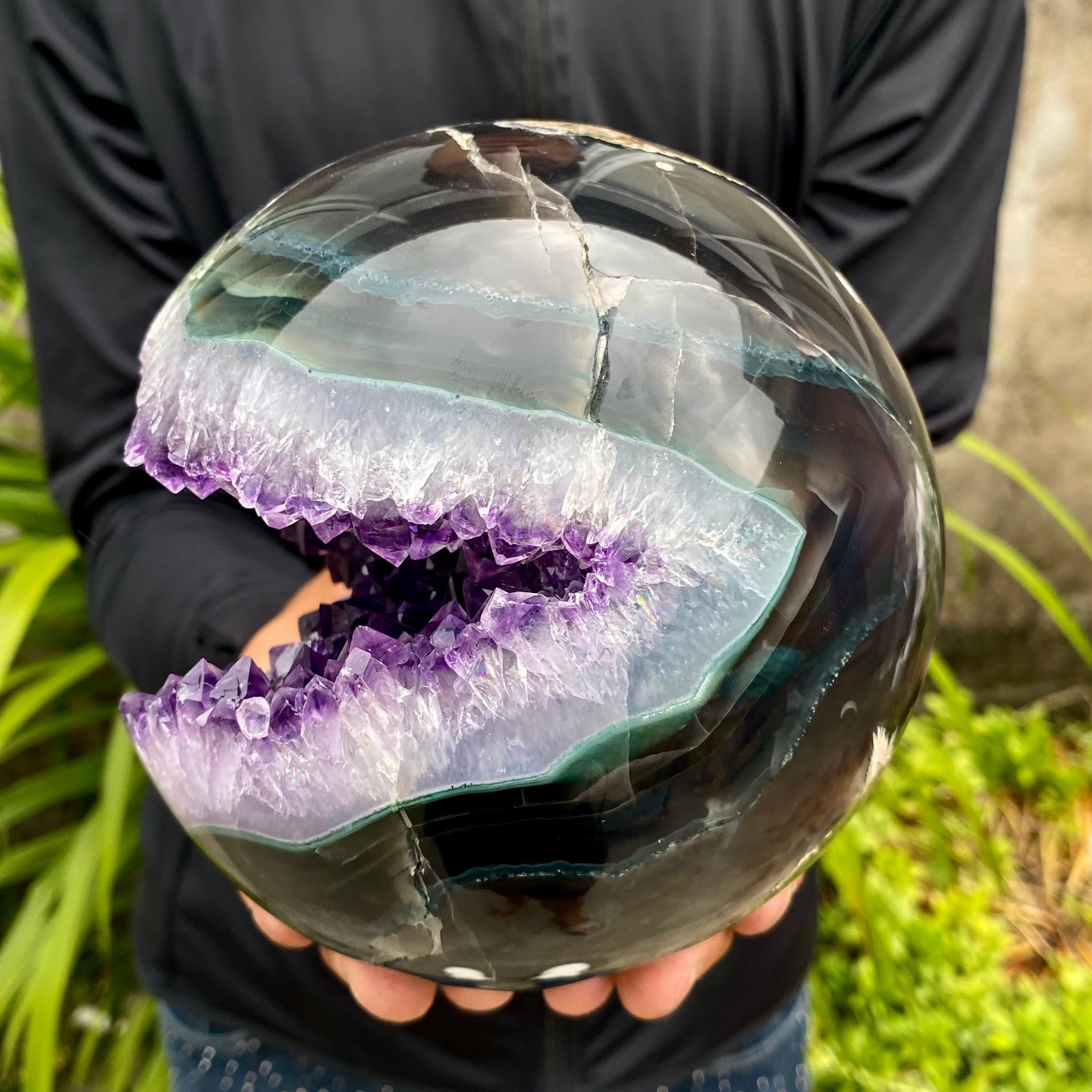 7.49LB Natural Amethyst Agate Ball Quartz Crystal Sphere reiki healing gem