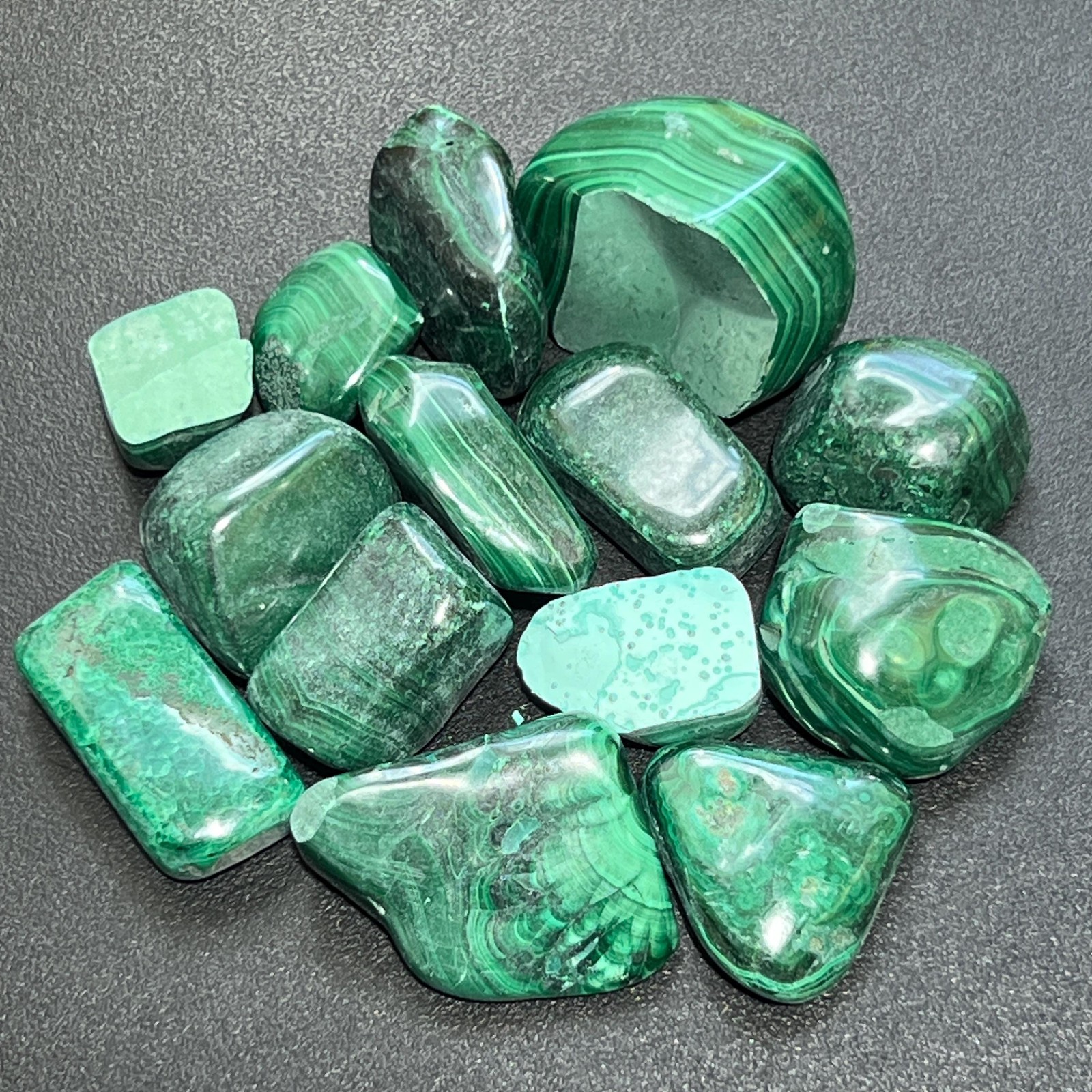 Tumbled Chipped Cracked Green Malachite Stones (Discounted) Genuine Mineral