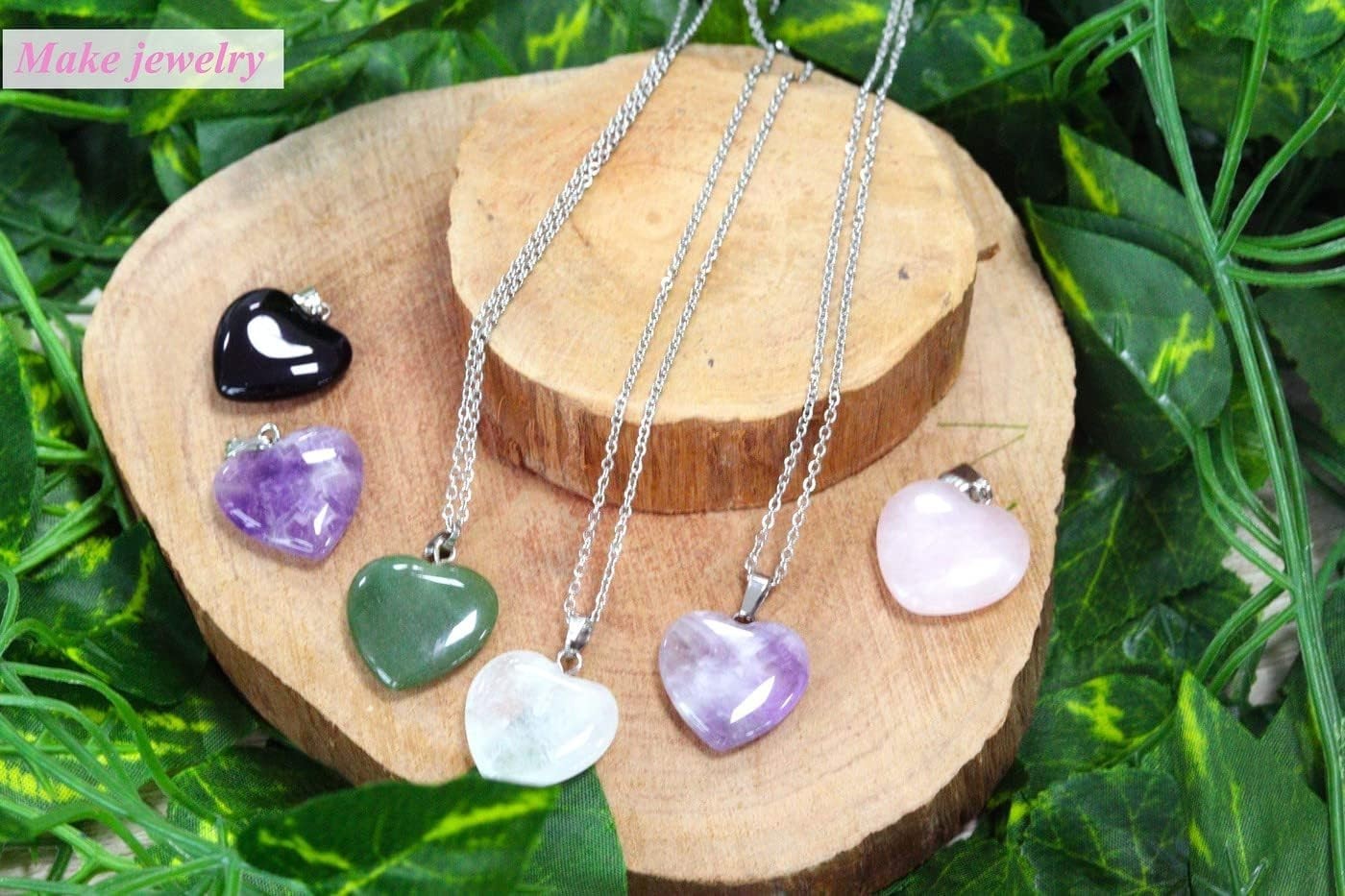 20PCS Natural Crystals and Healing Stones Set – Polished Heart Gemstones 0.8″